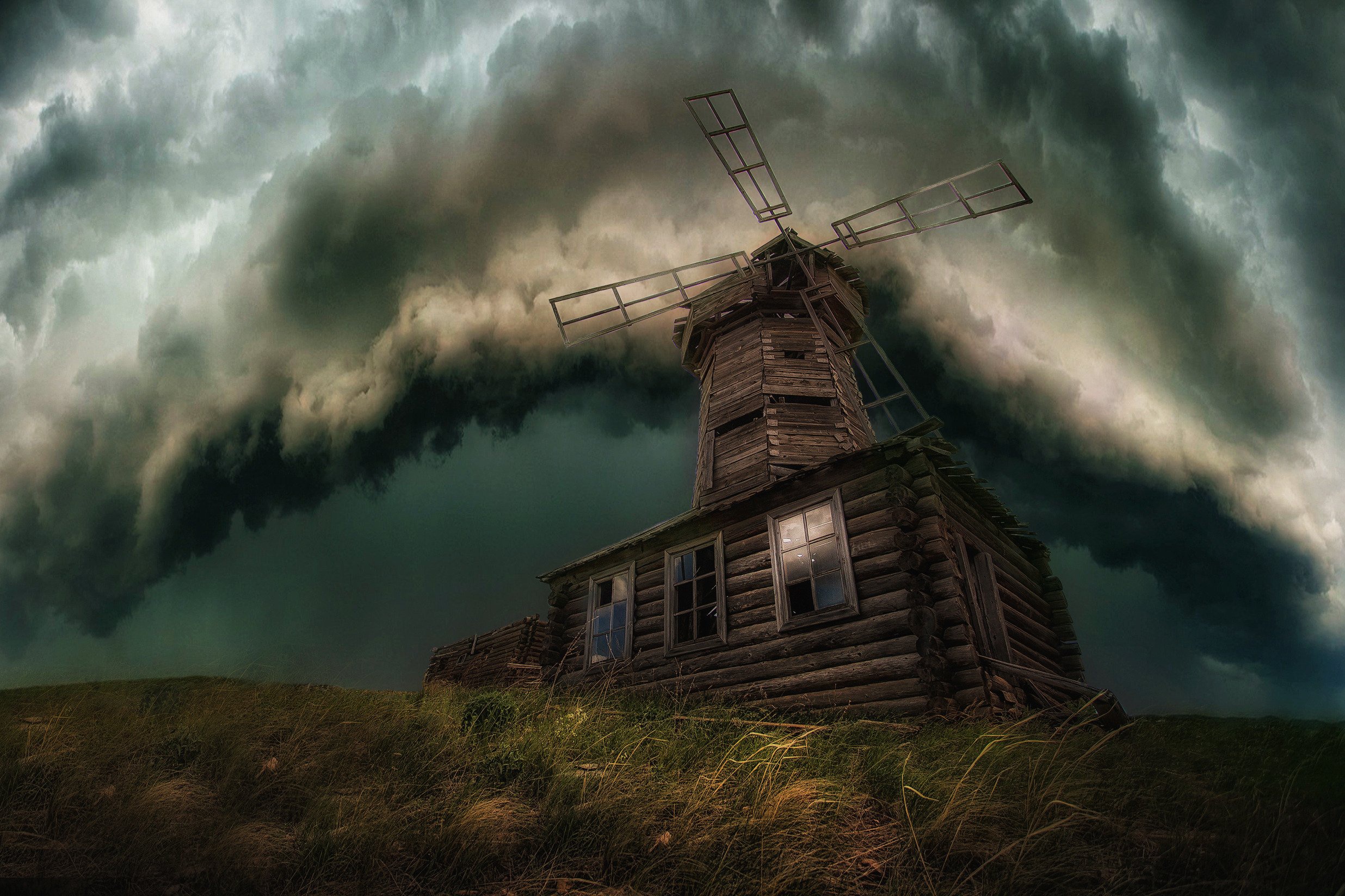 1003412 Hintergrundbild herunterladen windmühle, menschengemacht, wolke, gewitter - Bildschirmschoner und Bilder kostenlos