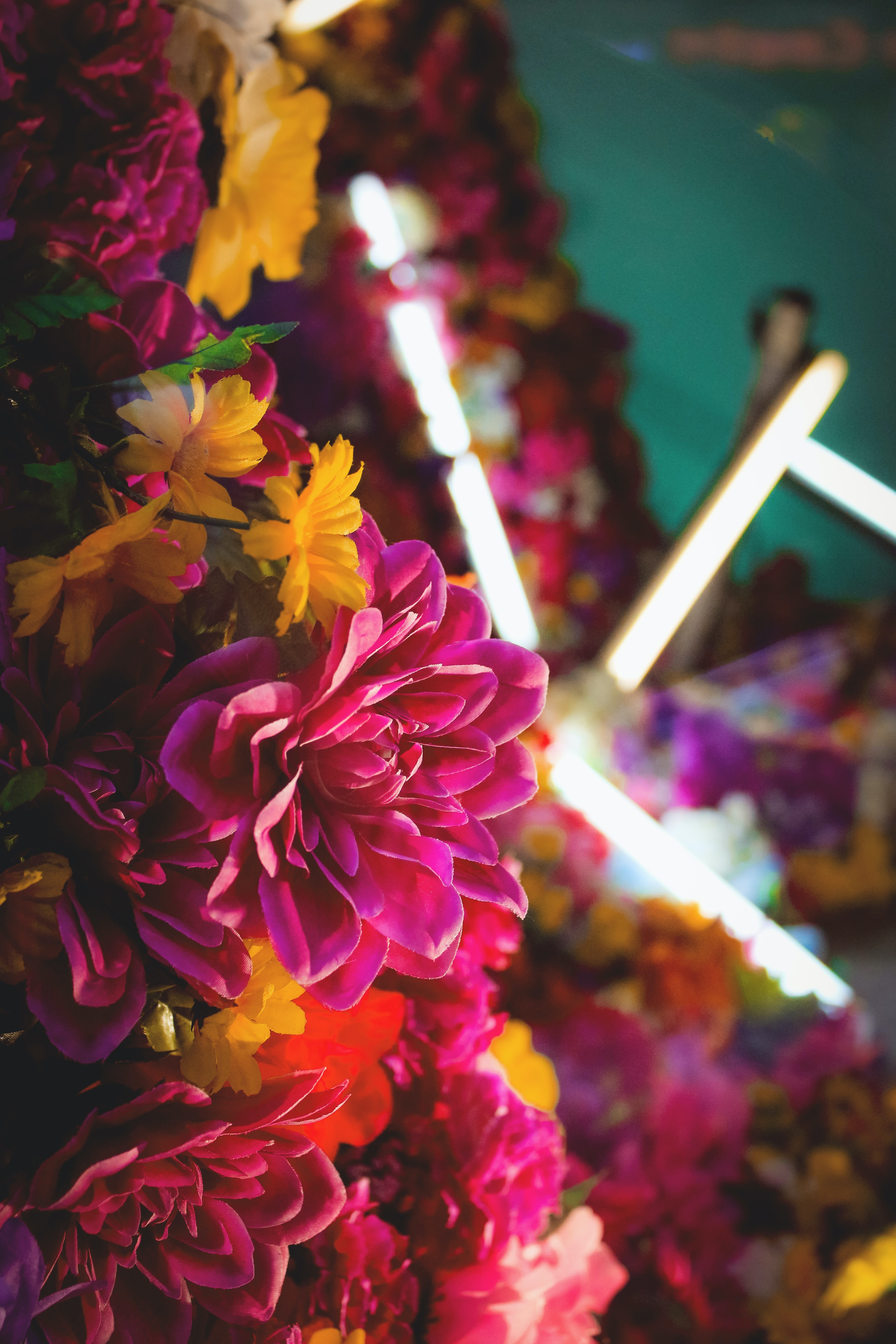 Handy-Wallpaper Licht, Scheinen, Bouquet, Neon, Blumen, Strauß kostenlos herunterladen.