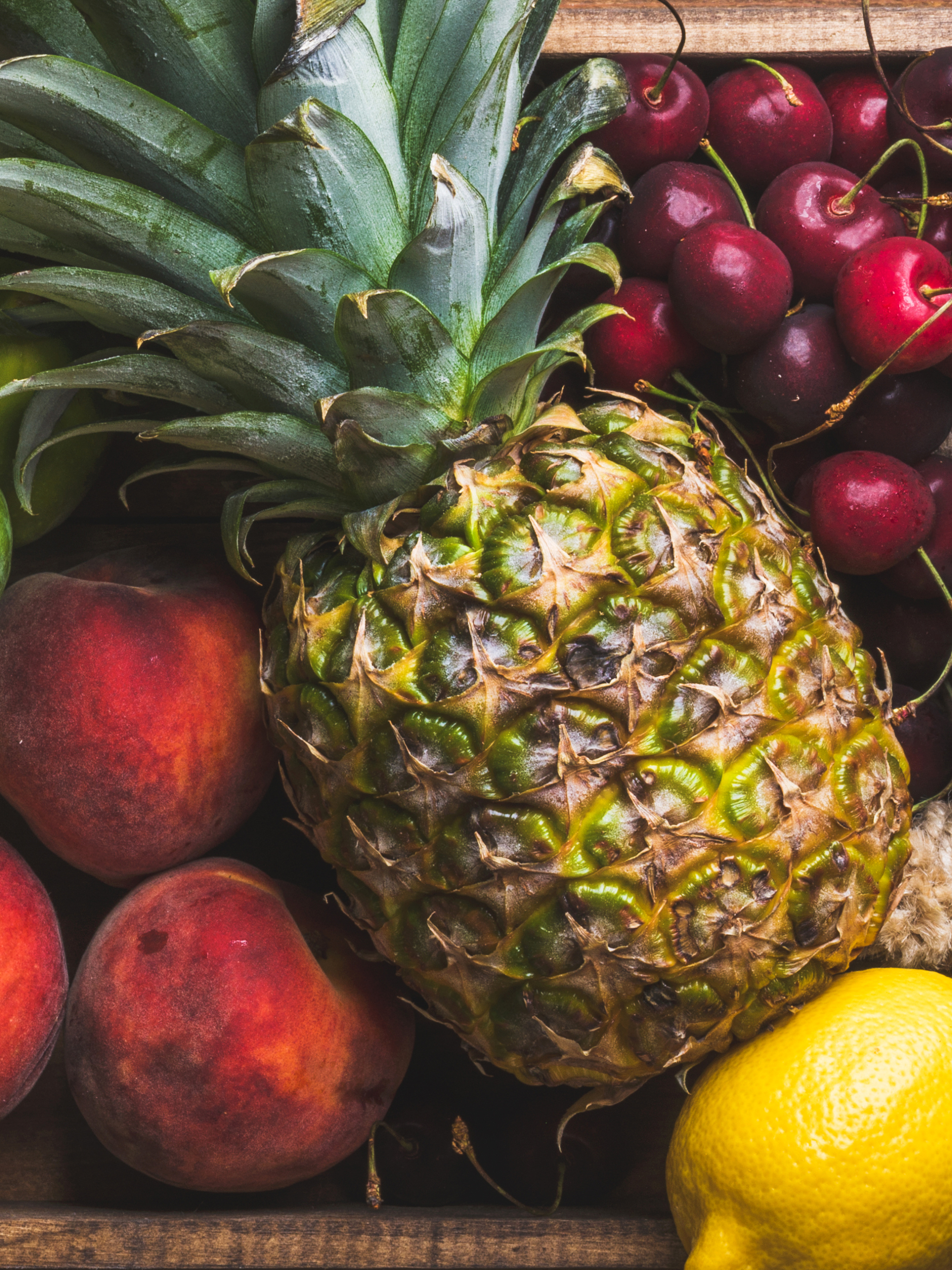 Free download wallpaper Fruits, Food, Fruit, Peach, Pineapple on your PC desktop