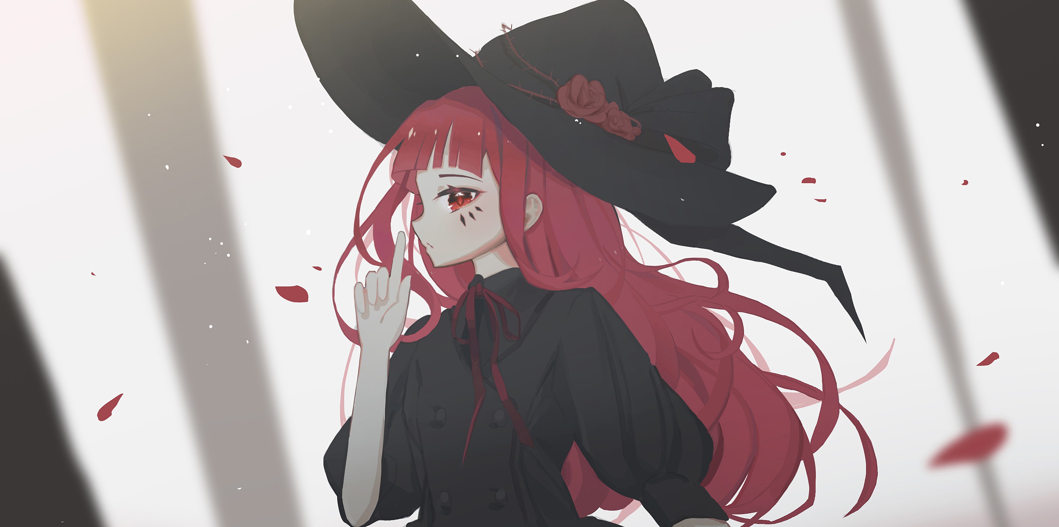 Download mobile wallpaper Anime, Hat, Original, Witch, Red Eyes, Red Hair for free.