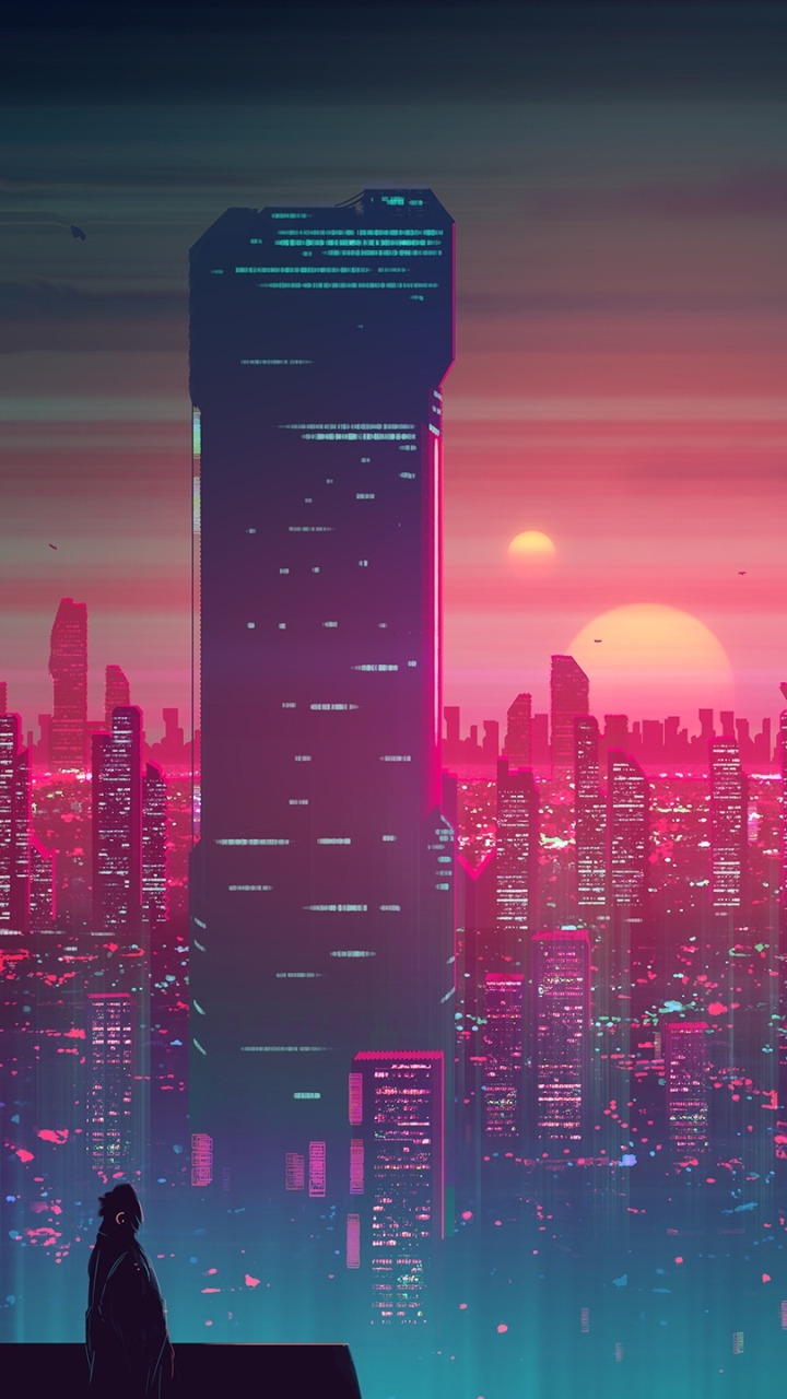 Download mobile wallpaper Sunset, City, Skyscraper, Building, Sci Fi, Futuristic for free.
