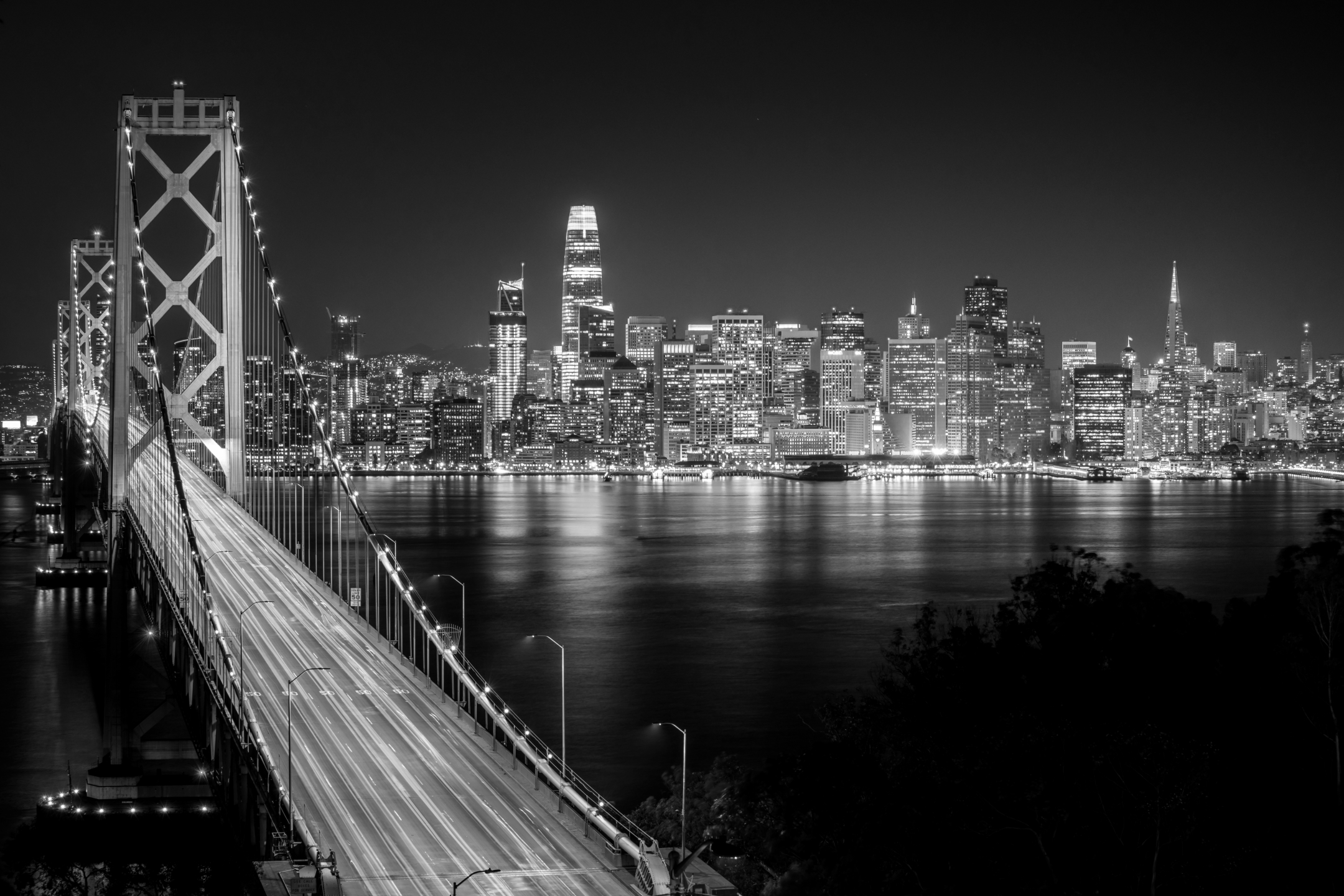 Скачать обои бесплатно Города, Город, Сан Франциско, Бэй Бридж, Сделано Человеком, Мост Между Сан Франциско И Оклендом картинка на рабочий стол ПК
