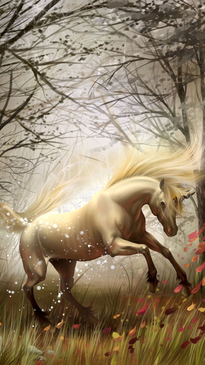 Download mobile wallpaper Fantasy, Forest, Unicorn, Fantasy Animals for free.