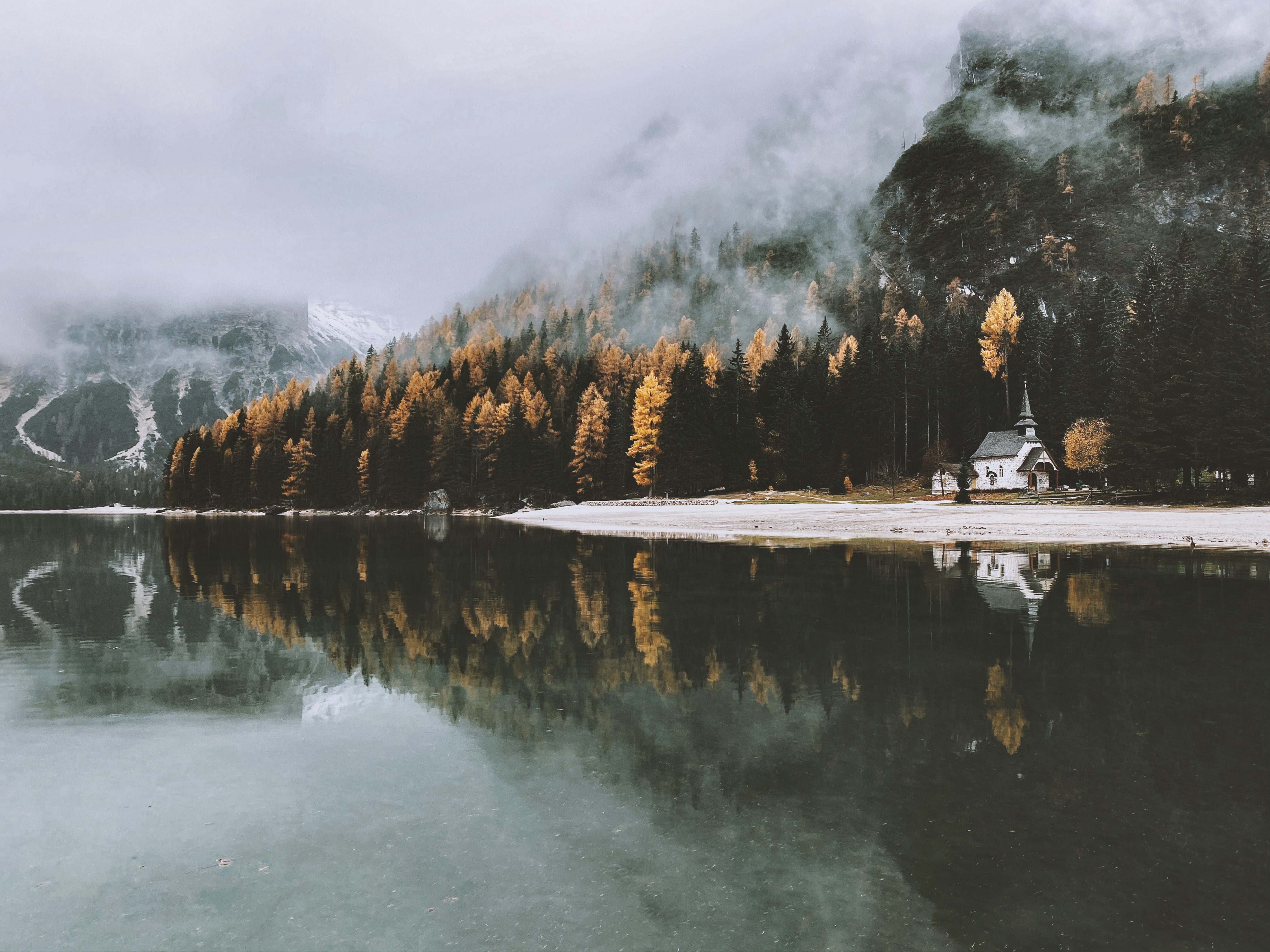 Laden Sie das Natur, Bäume, Sperren, Nebel, See, Herbst-Bild kostenlos auf Ihren PC-Desktop herunter