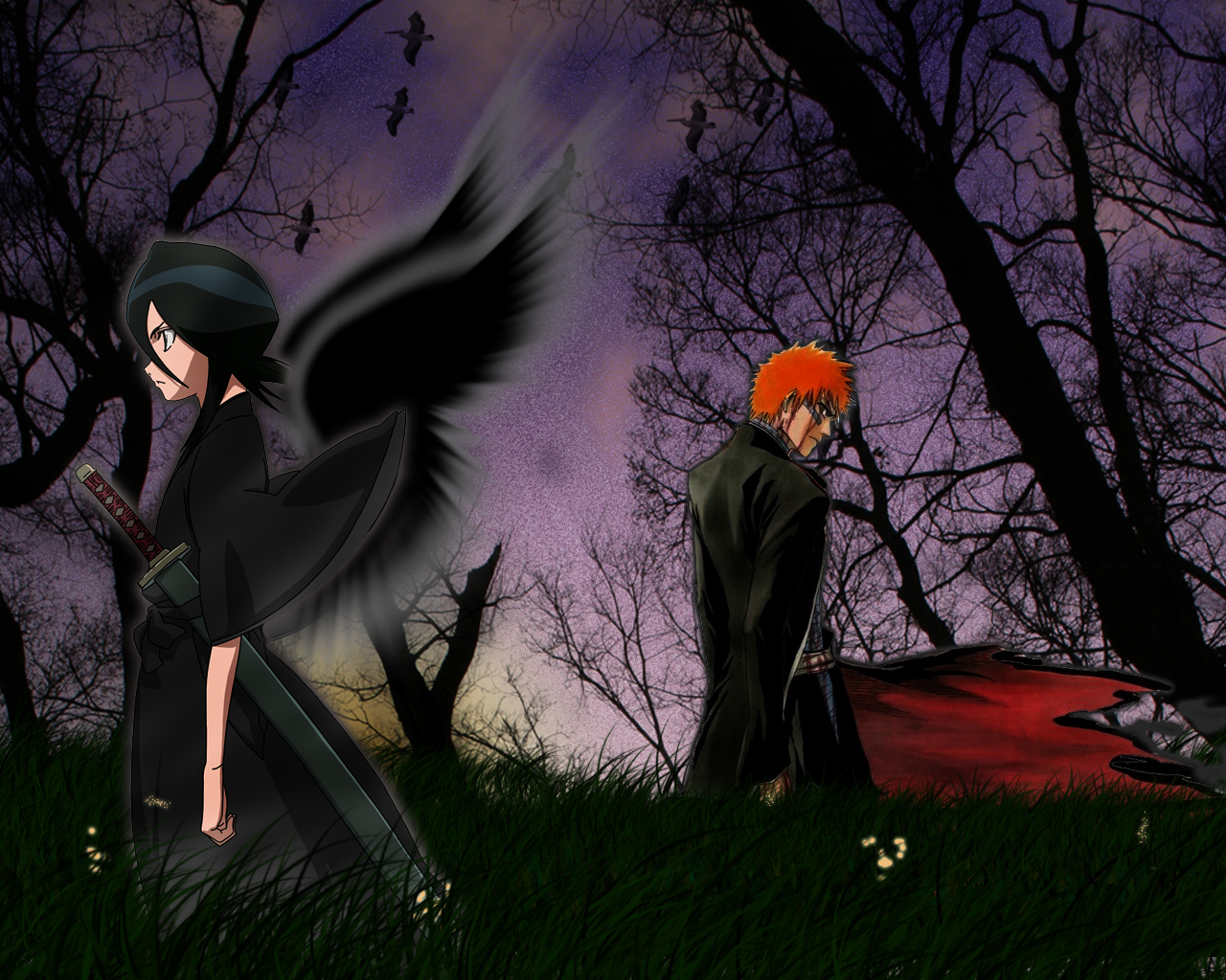 Free download wallpaper Anime, Bleach, Rukia Kuchiki, Ichigo Kurosaki on your PC desktop