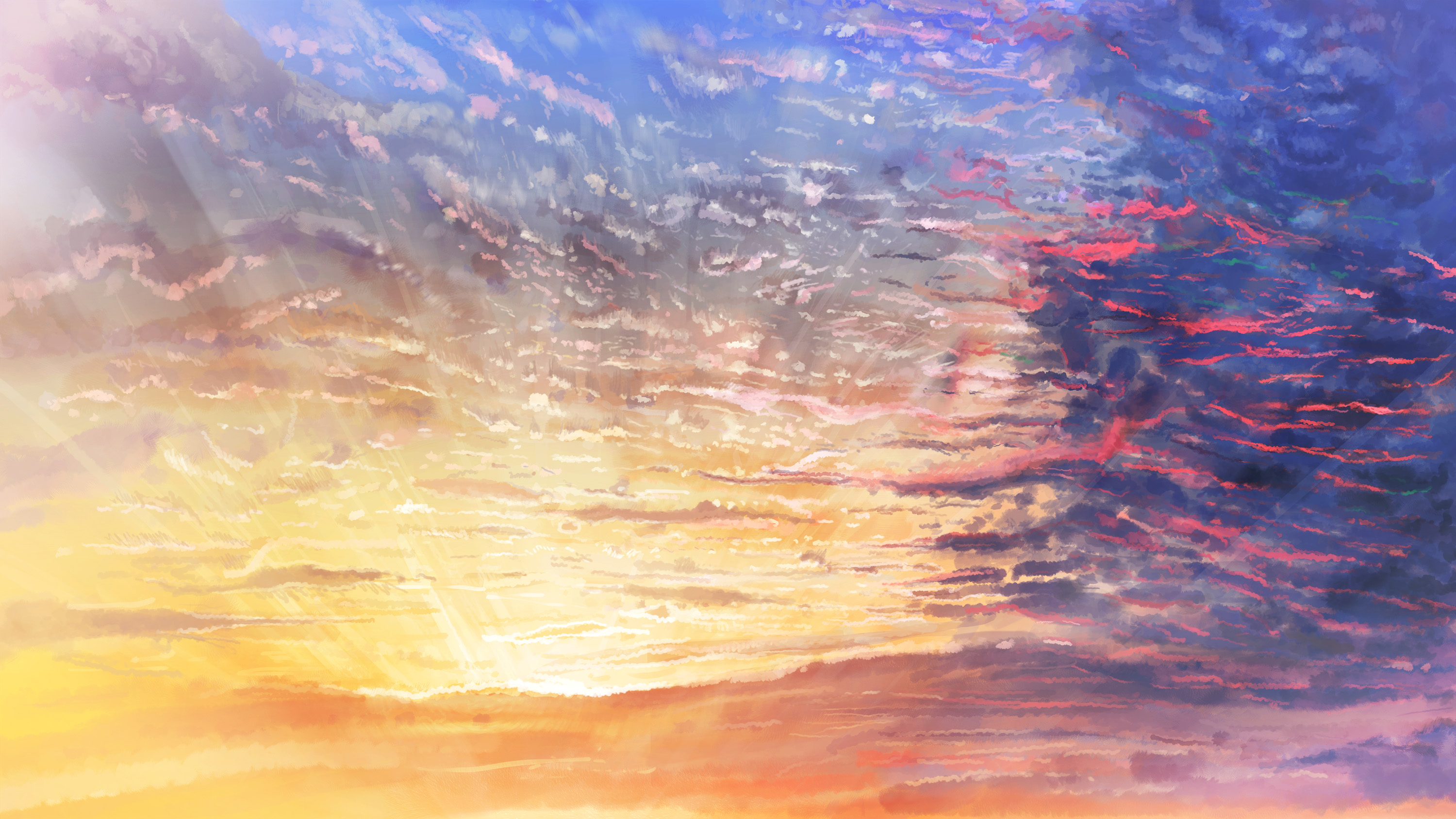 Laden Sie das Wolke, Original, Himmel, Sonnenuntergang, Animes-Bild kostenlos auf Ihren PC-Desktop herunter