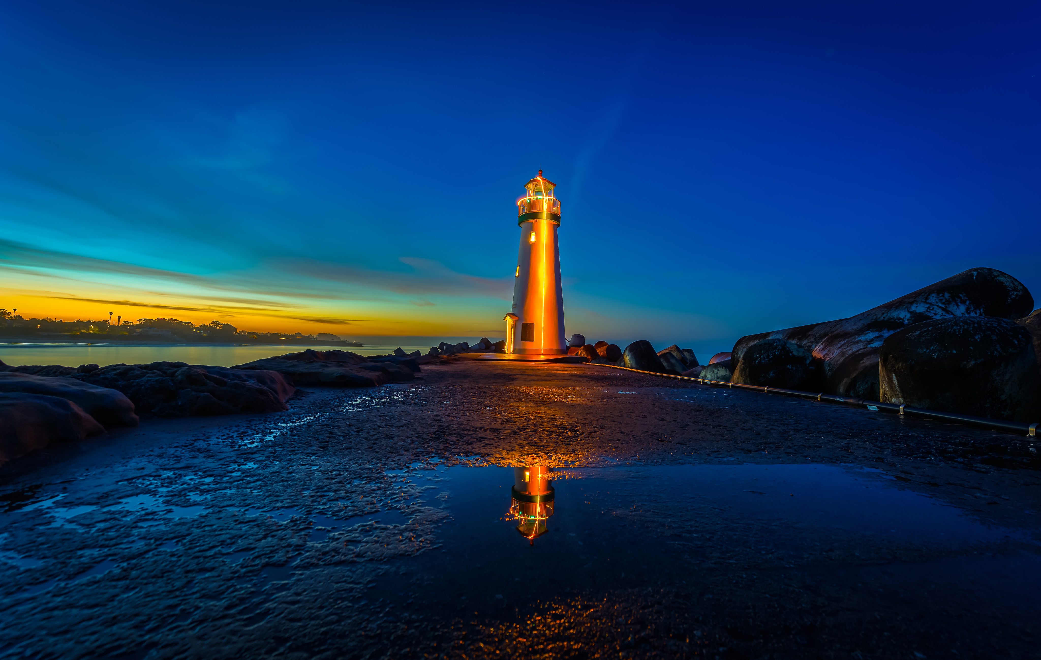 Download mobile wallpaper Night, Lighthouse, Man Made for free.