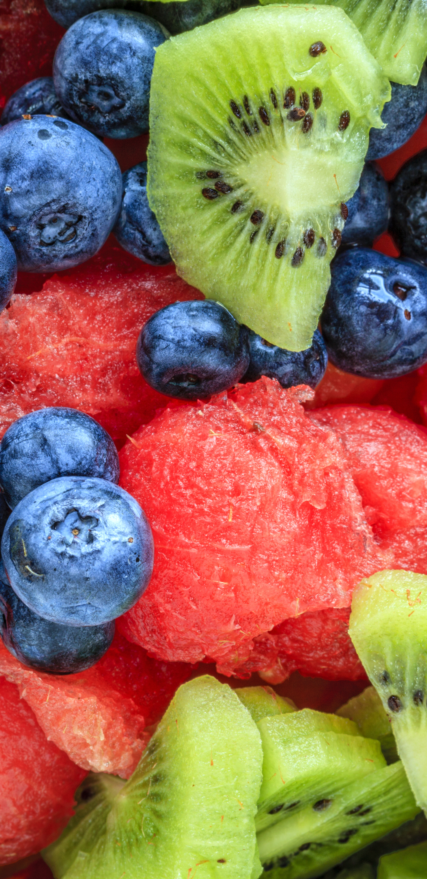 Handy-Wallpaper Kiwi, Frucht, Wassermelone, Blaubeere, Heidelbeere, Nahrungsmittel, Früchte kostenlos herunterladen.