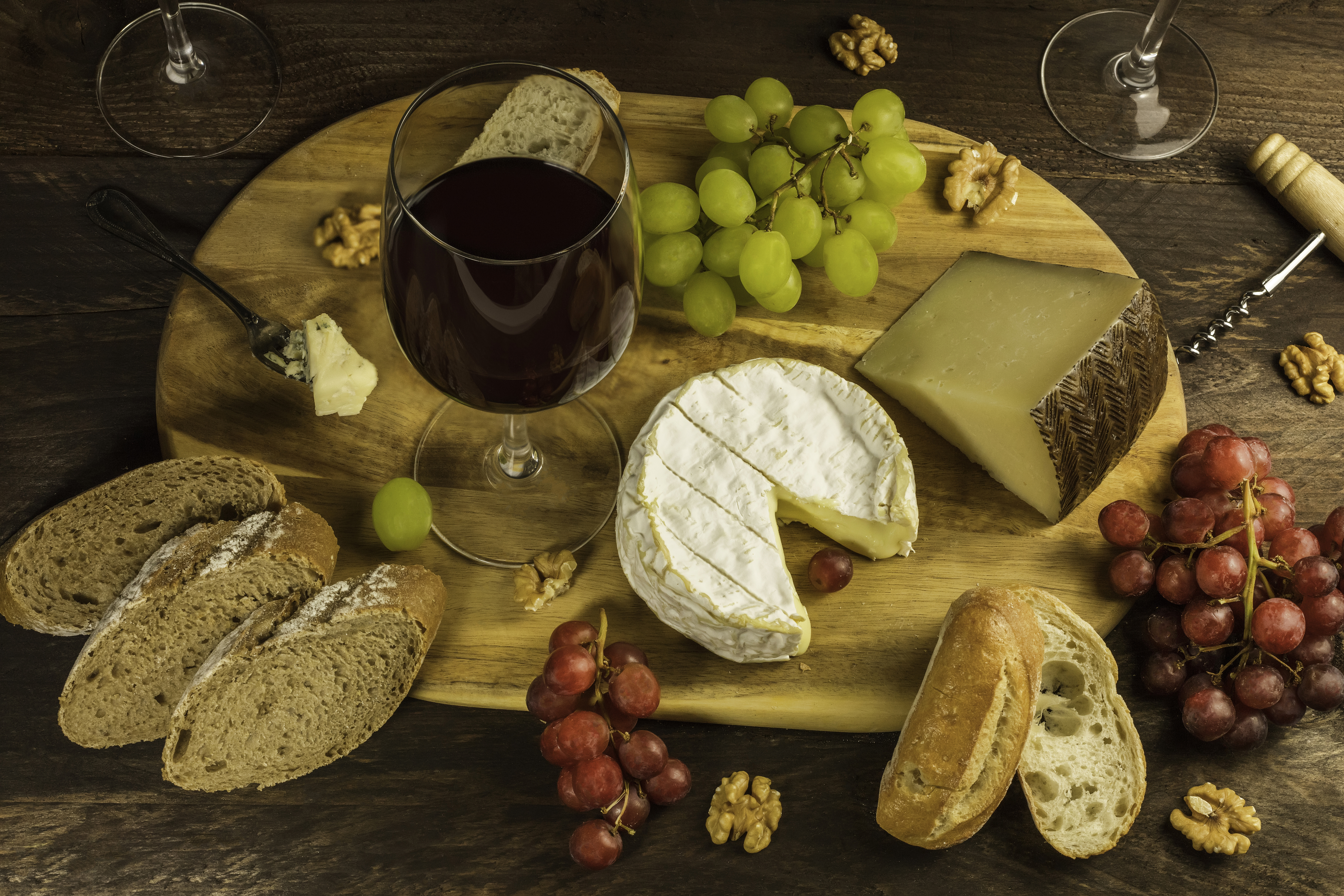 Download mobile wallpaper Food, Cheese, Grapes, Still Life, Bread, Wine for free.