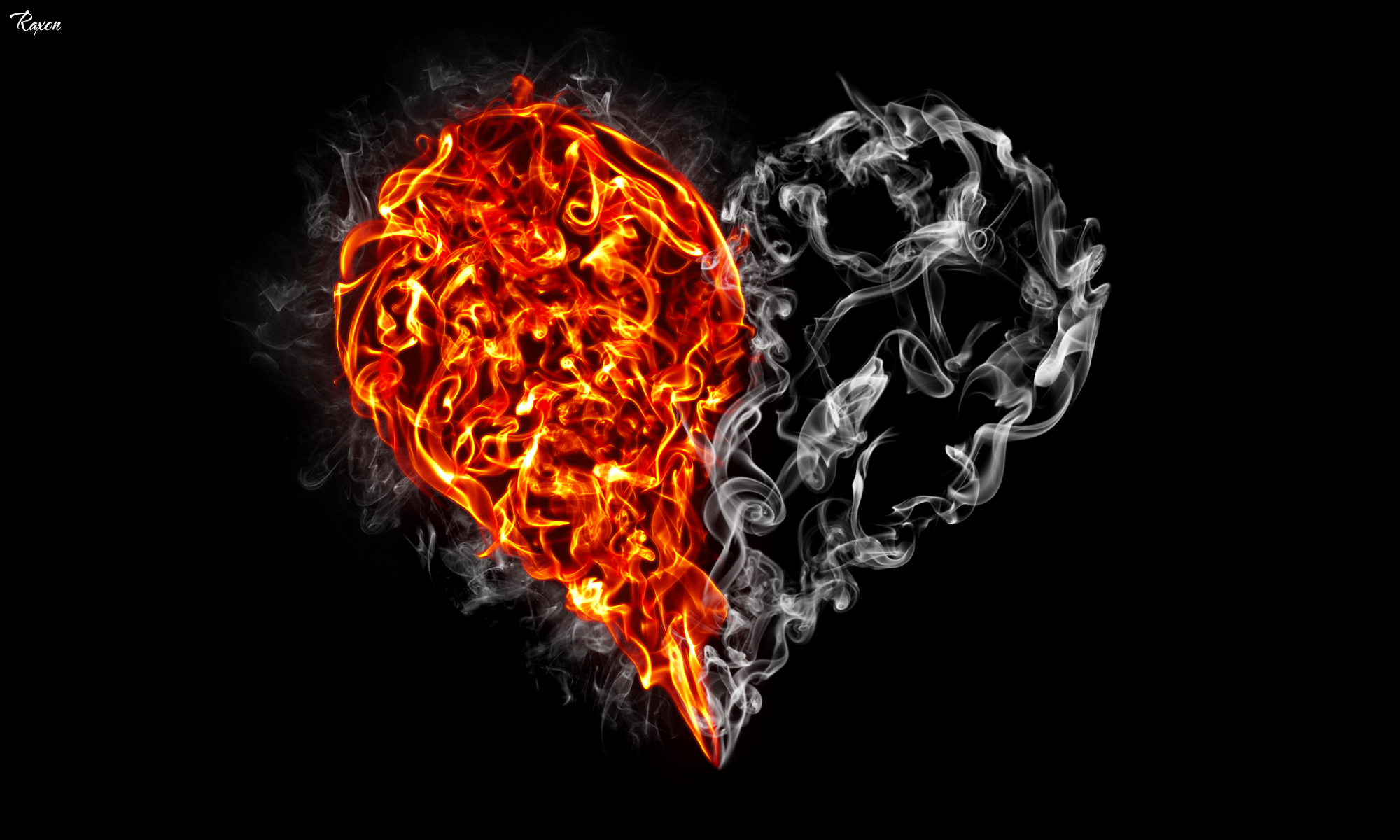 PCデスクトップに煙, 芸術的, 火, 心臓画像を無料でダウンロード