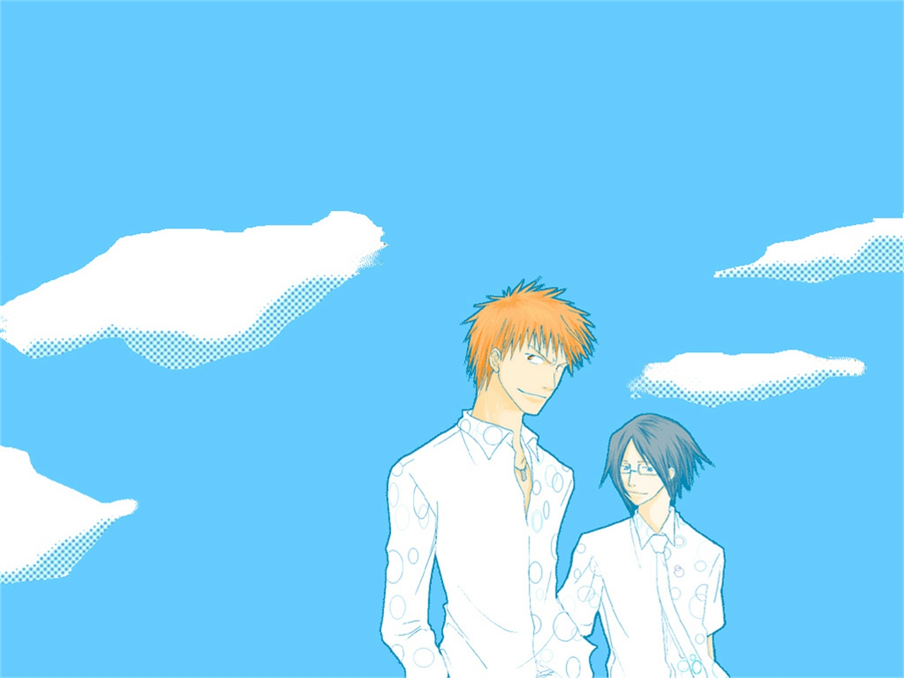 Handy-Wallpaper Bleach, Animes, Ichigo Kurosaki, Uryu Ishida kostenlos herunterladen.