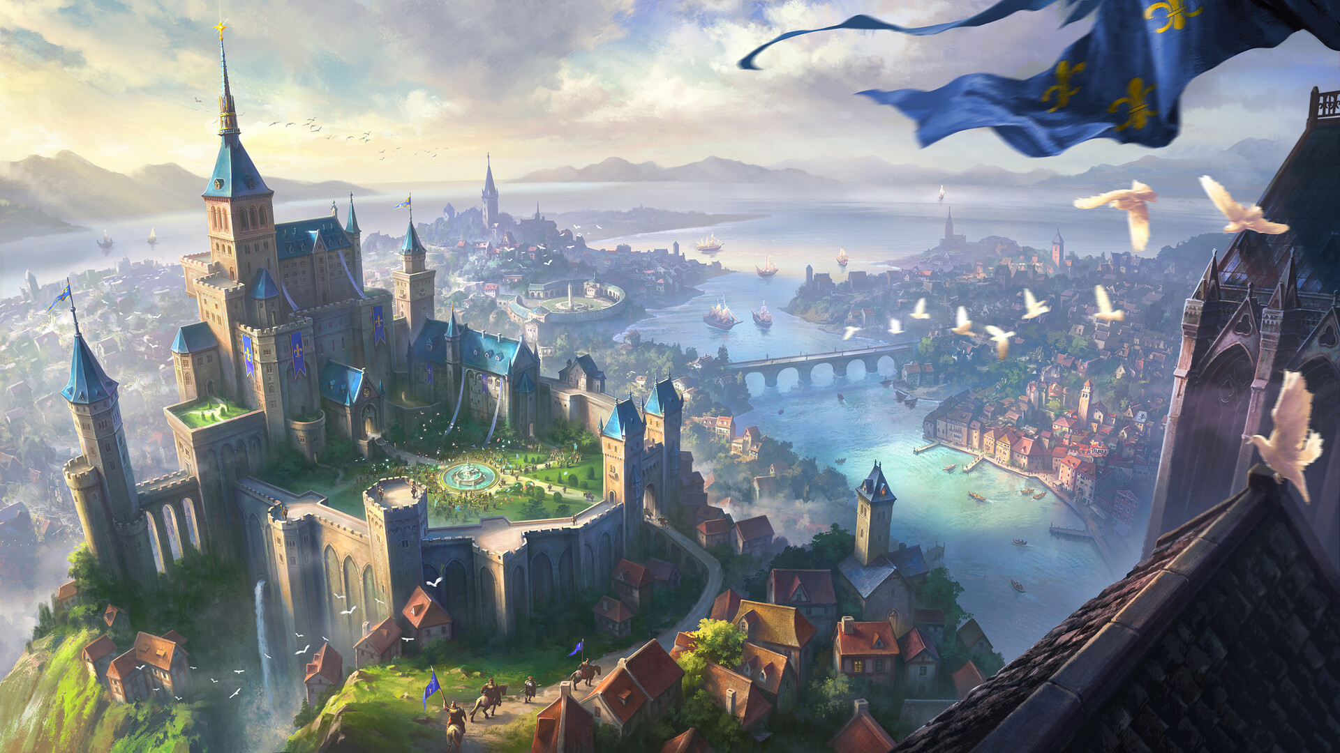 Free download wallpaper Fantasy, Castles, City, Castle on your PC desktop
