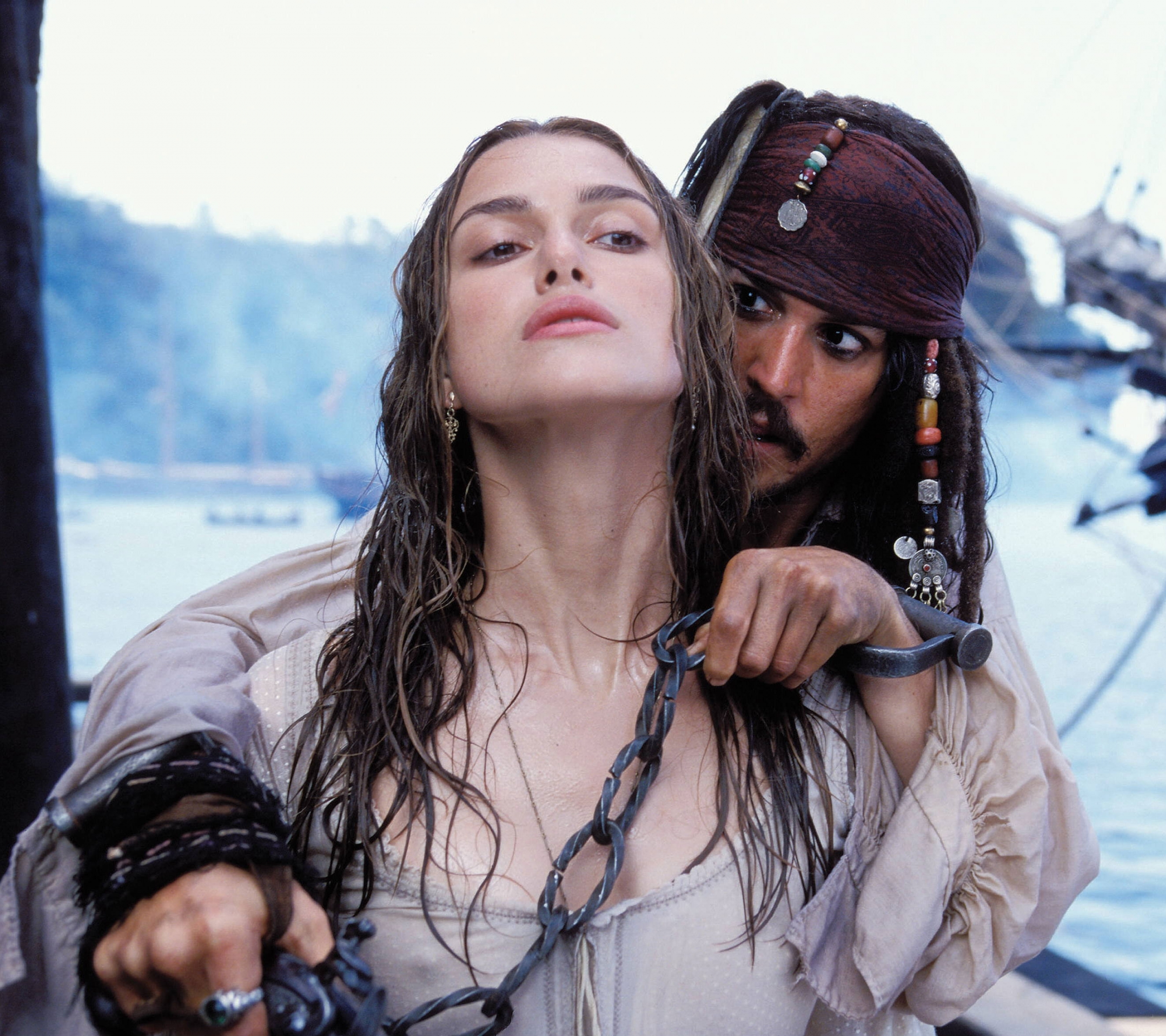 Téléchargez gratuitement l'image Pirates Des Caraïbes, Johnny Depp, Film, Elisabeth Swann, Jack Sparrow, Keira Knightley, Pirates Des Caraïbes : La Malédiction Du Black Pearl sur le bureau de votre PC