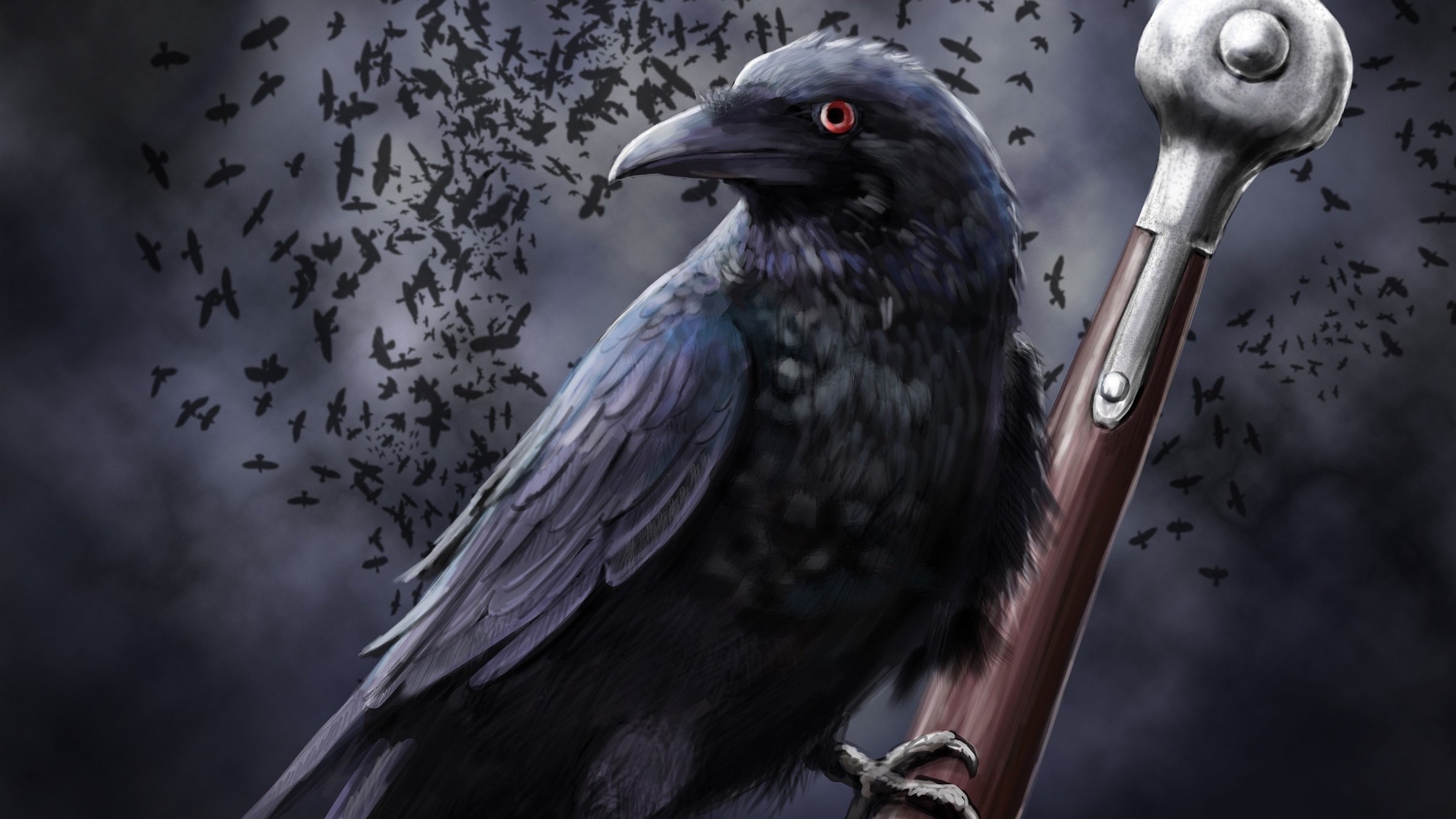 Download mobile wallpaper Fantasy Animals, Fantasy, Bird, Raven for free.
