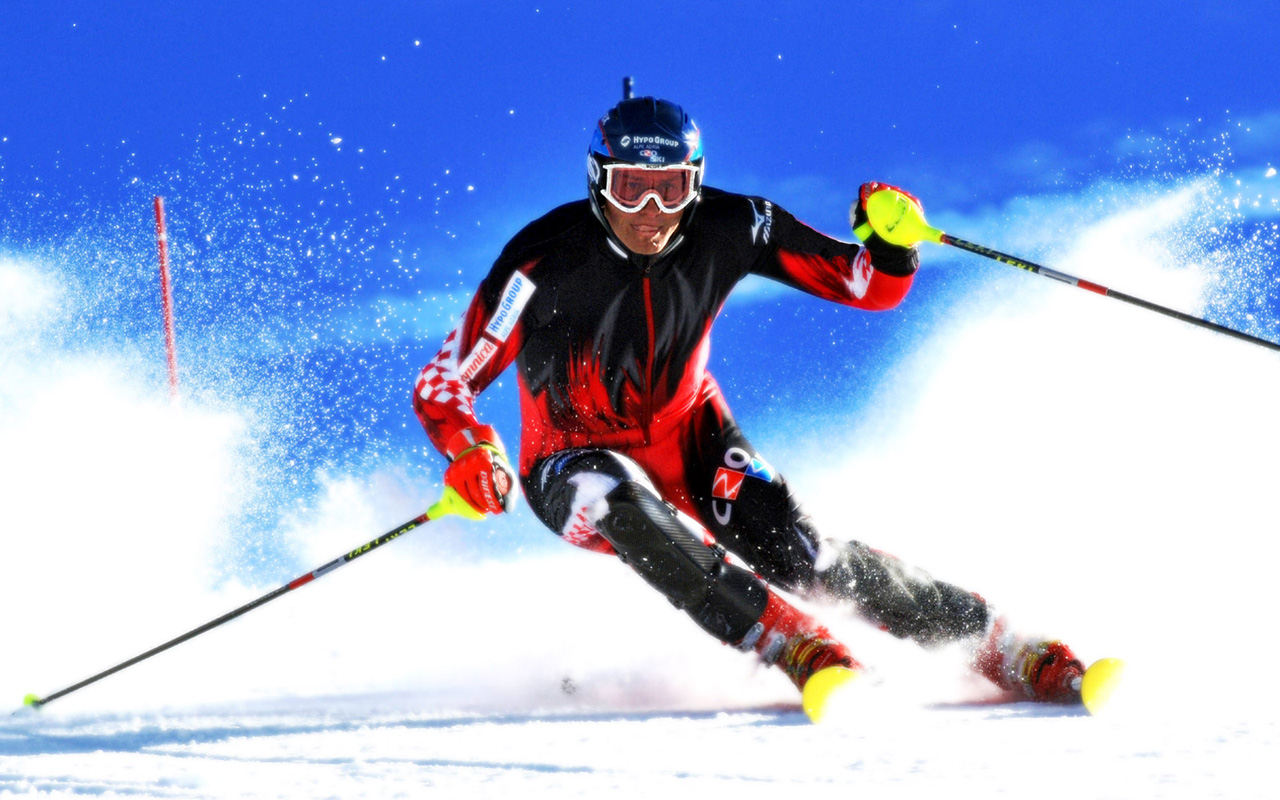 Laden Sie Slalom Skifahren HD-Desktop-Hintergründe herunter
