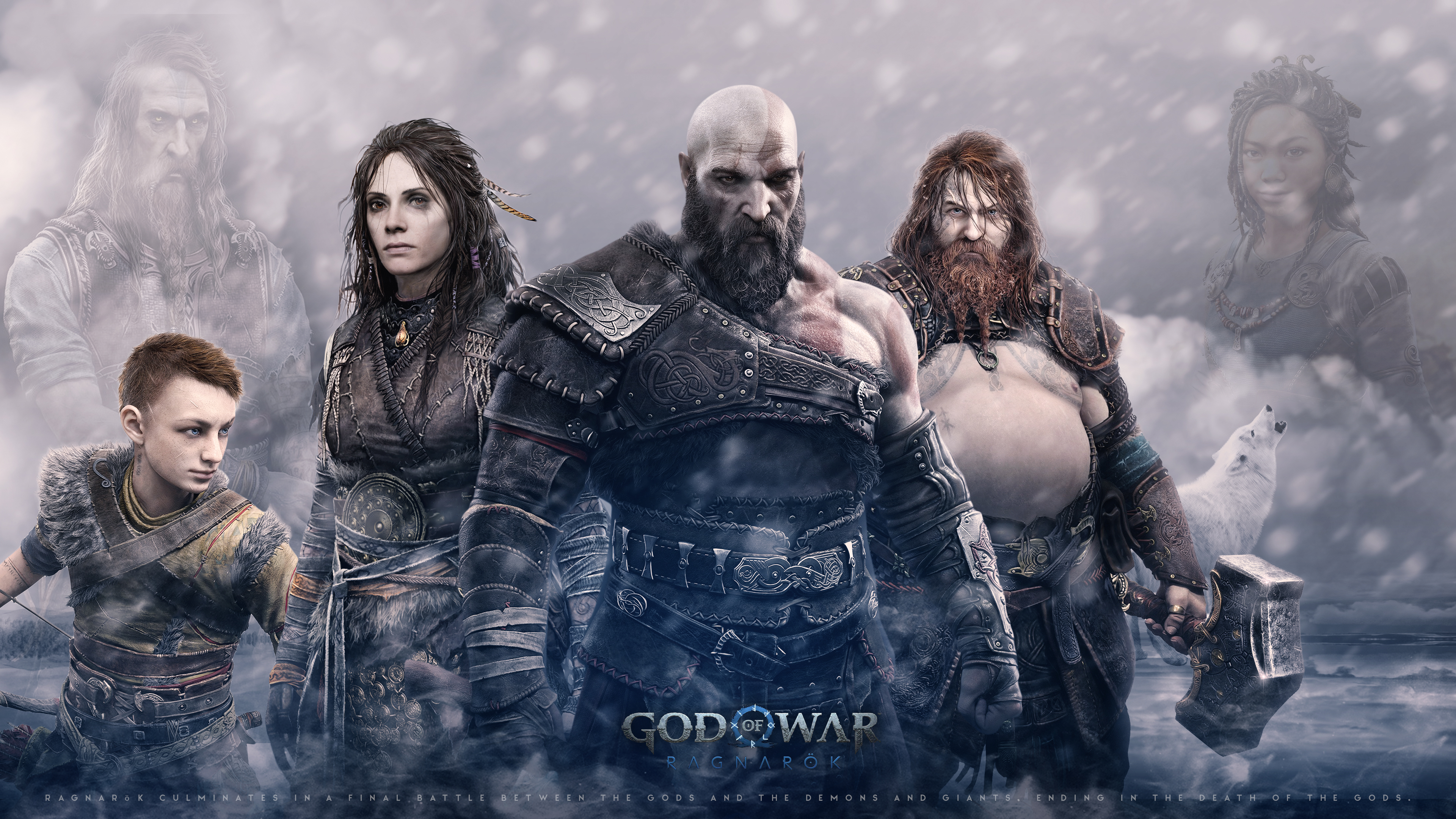 god of war: ragnarök, kratos (god of war), freya (god of war), thor (god of war), video game, atreus (god of war)