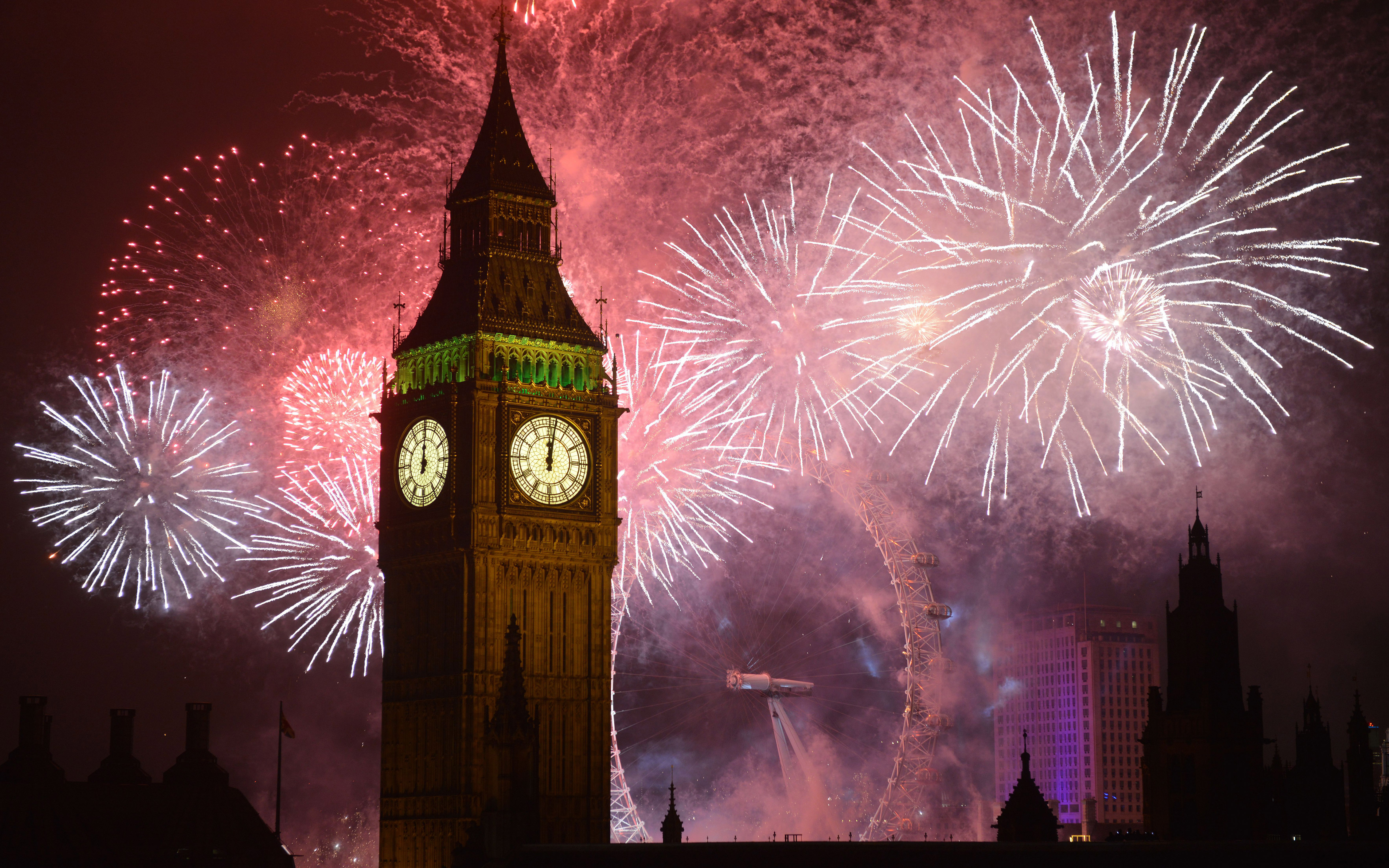 Free download wallpaper Night, London, Big Ben, Fireworks, Photography on your PC desktop