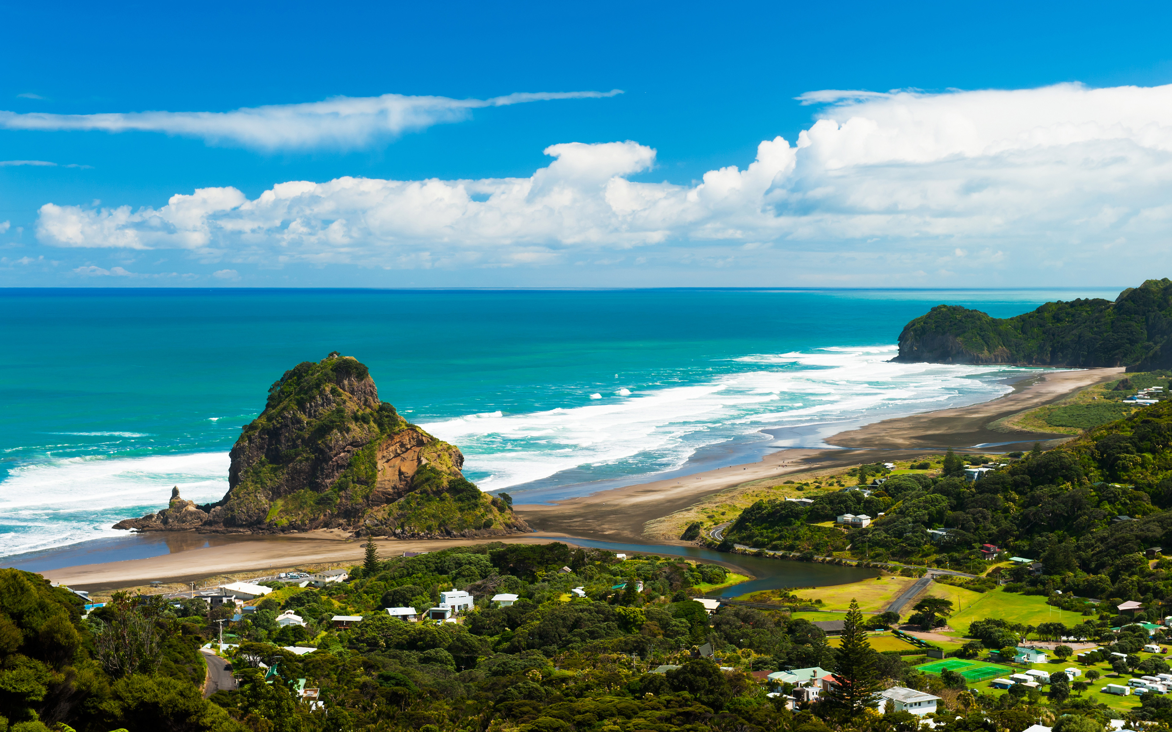 Скачать картинку Новая Зеландия, Побережье, Океан, Деревня, Береговая Линия, Фотографии в телефон бесплатно.