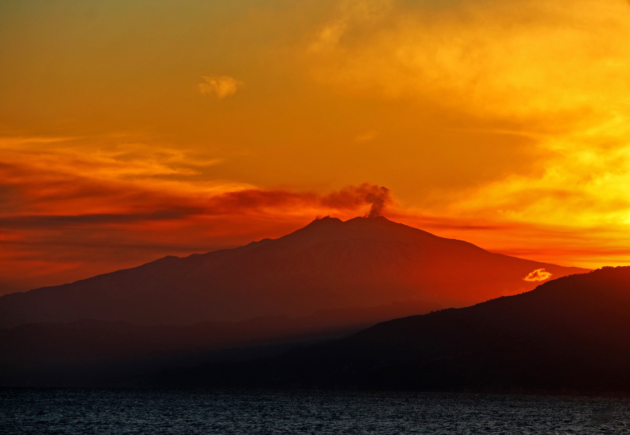 PCデスクトップに日没, イタリア, 地球, 火山画像を無料でダウンロード