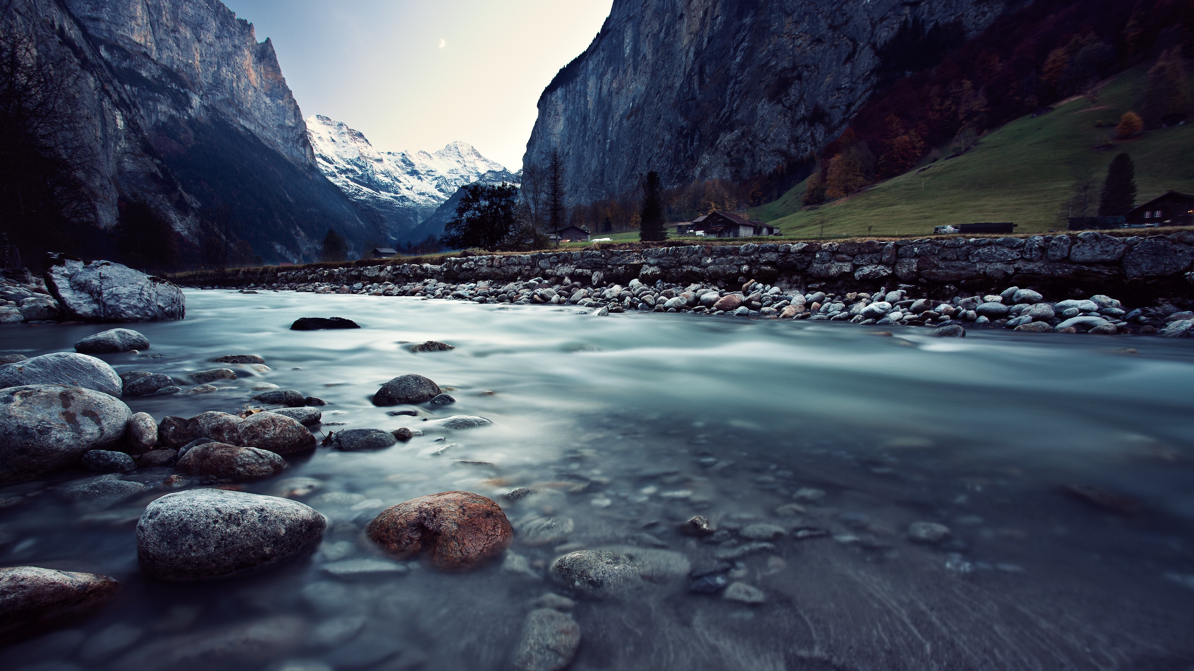 Скачати мобільні шпалери Пейзаж, Природа, Річка, Гора, Швейцарія, Фотографія безкоштовно.