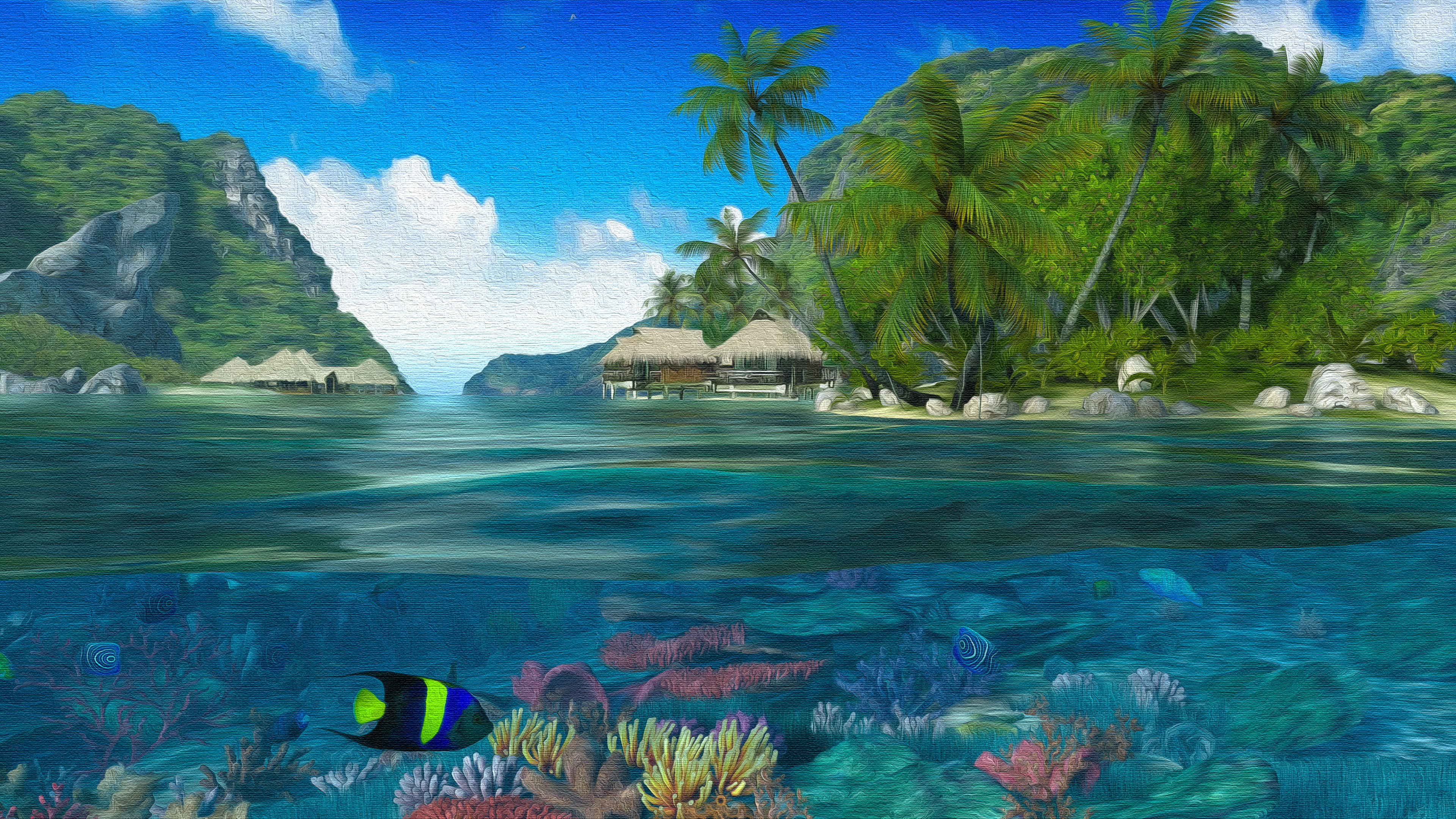 Download mobile wallpaper Ocean, Artistic, Fish for free.