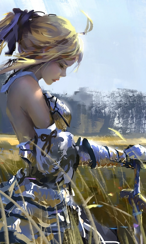 anime, fate/stay night, armor, saber lily, excalibur, saber (fate series), wind, fate series Full HD