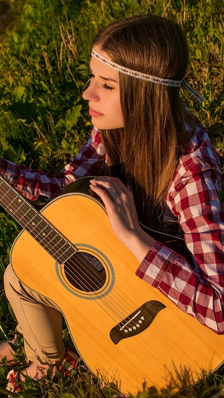 Download mobile wallpaper Music, Guitar, Women for free.