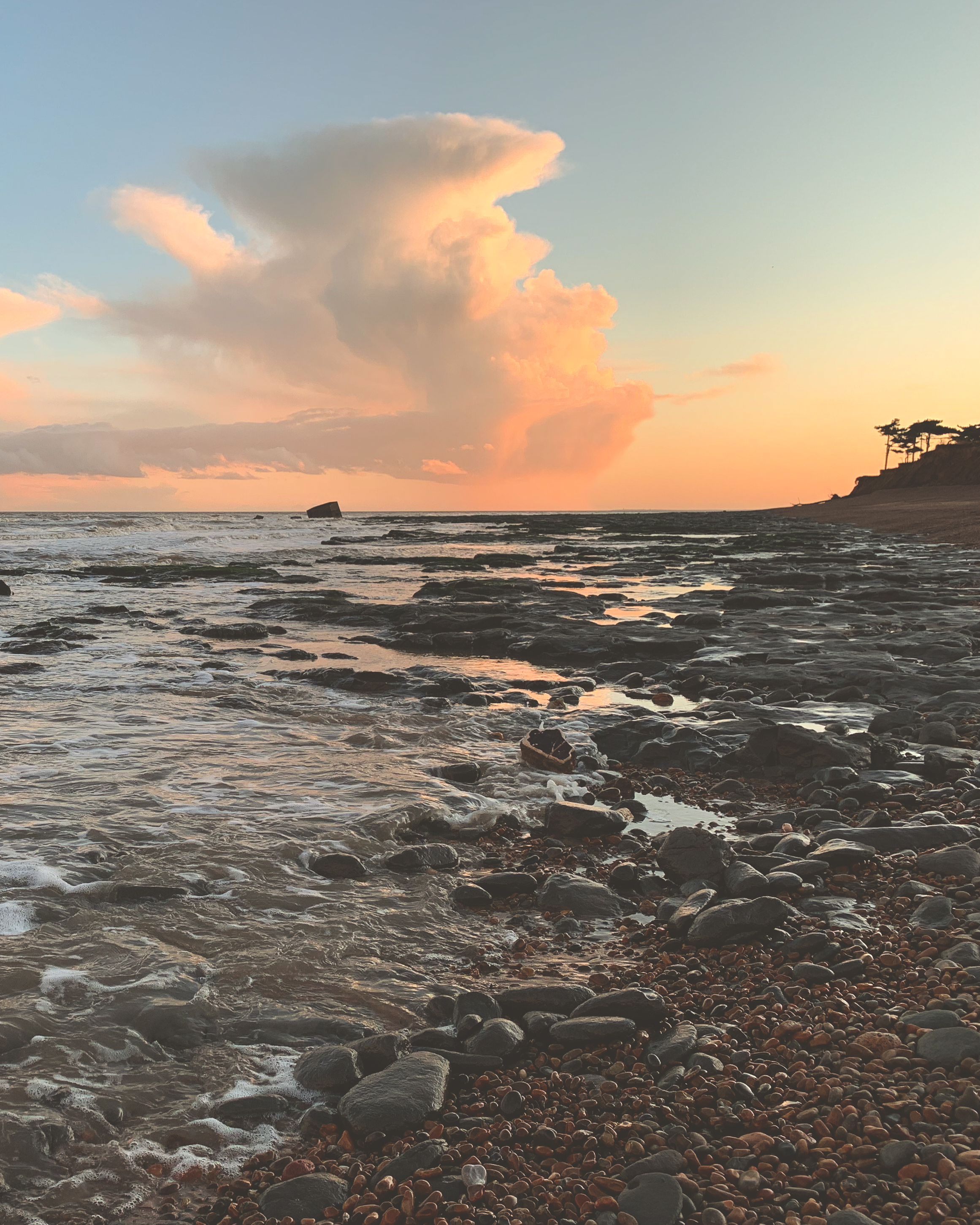 Free download wallpaper Sea, Coast, Stones, Pebble, Sunset, Nature on your PC desktop