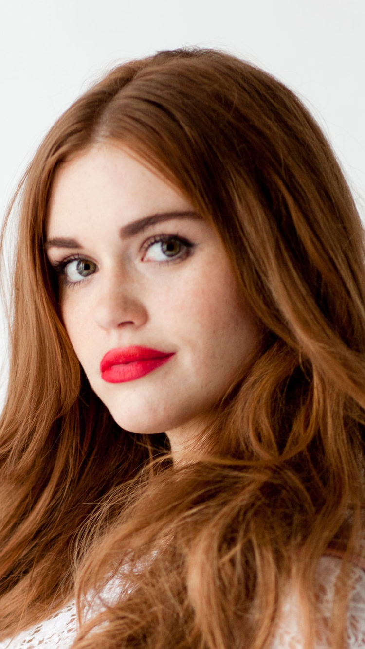 Download mobile wallpaper Redhead, Green Eyes, Celebrity, Actress, Lipstick, Holland Roden for free.