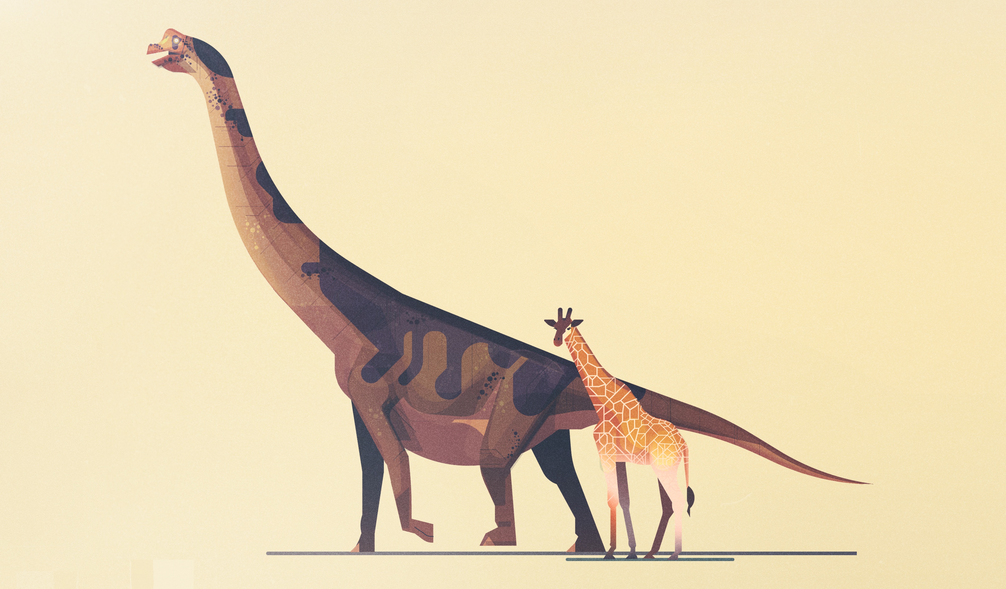 Скачать обои бесплатно Животные, Динозавры, Жираф, Динозавр, Минималистский картинка на рабочий стол ПК