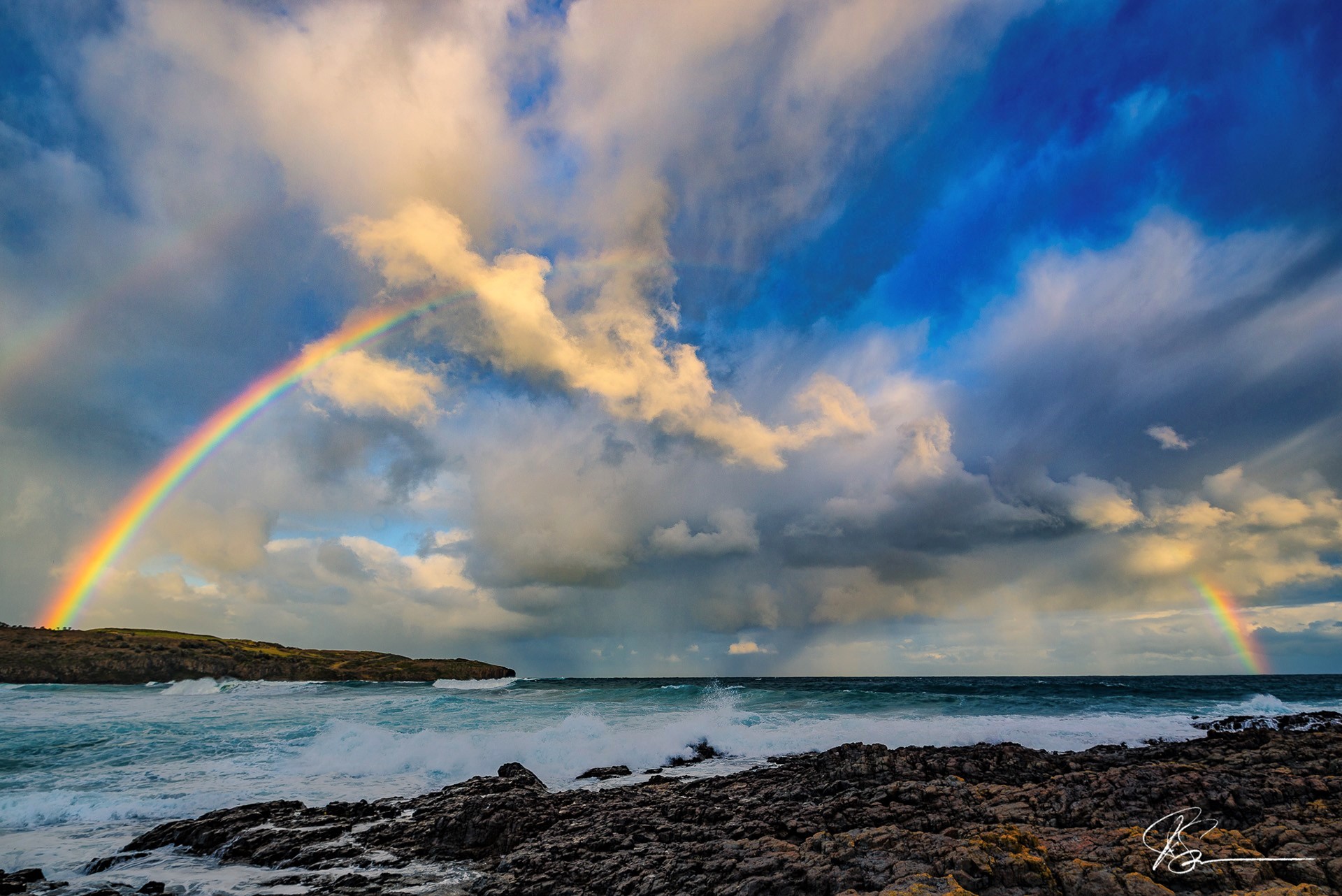 Free download wallpaper Sea, Rainbow, Horizon, Ocean, Earth on your PC desktop