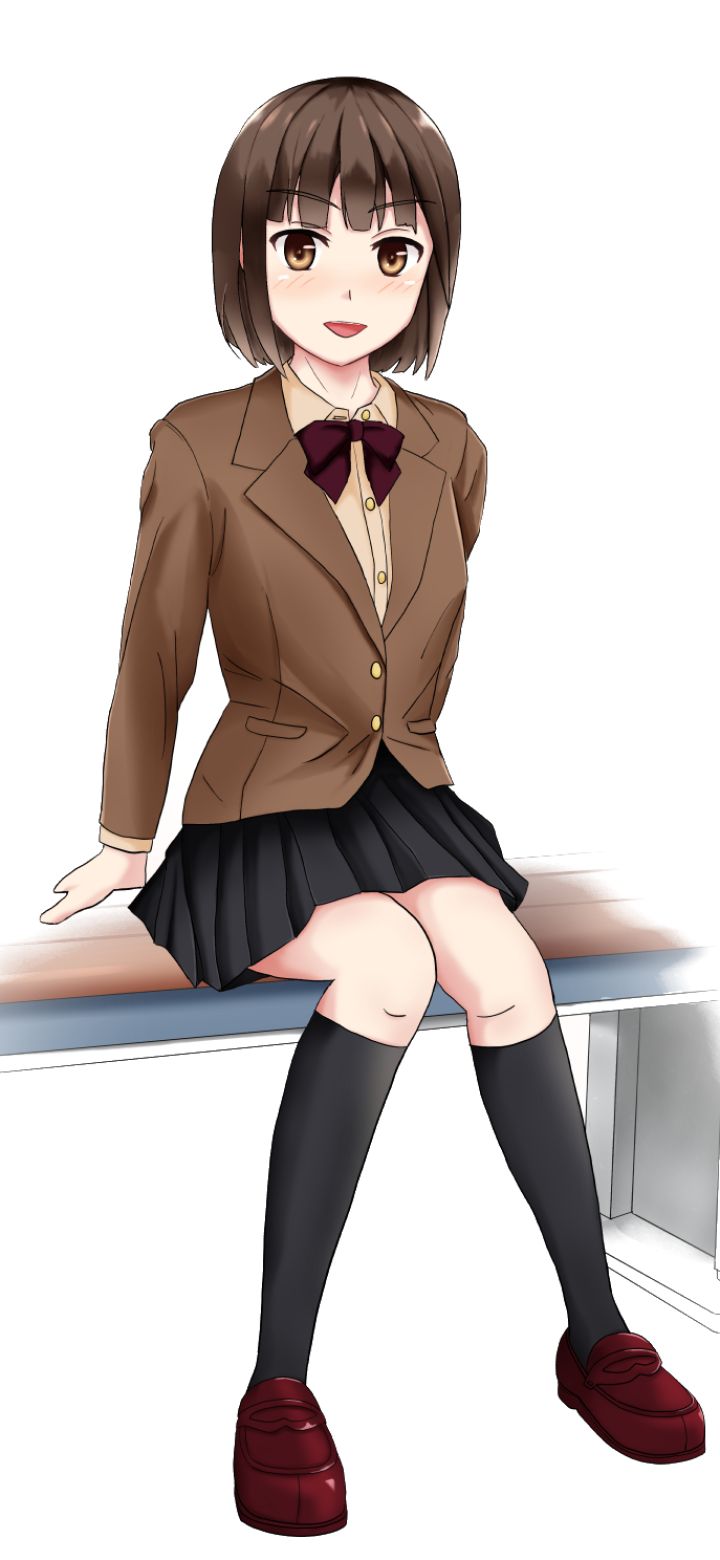 Download mobile wallpaper Anime, Smile, Skirt, Original, School Uniform, Brown Eyes, Brown Hair, Short Hair for free.