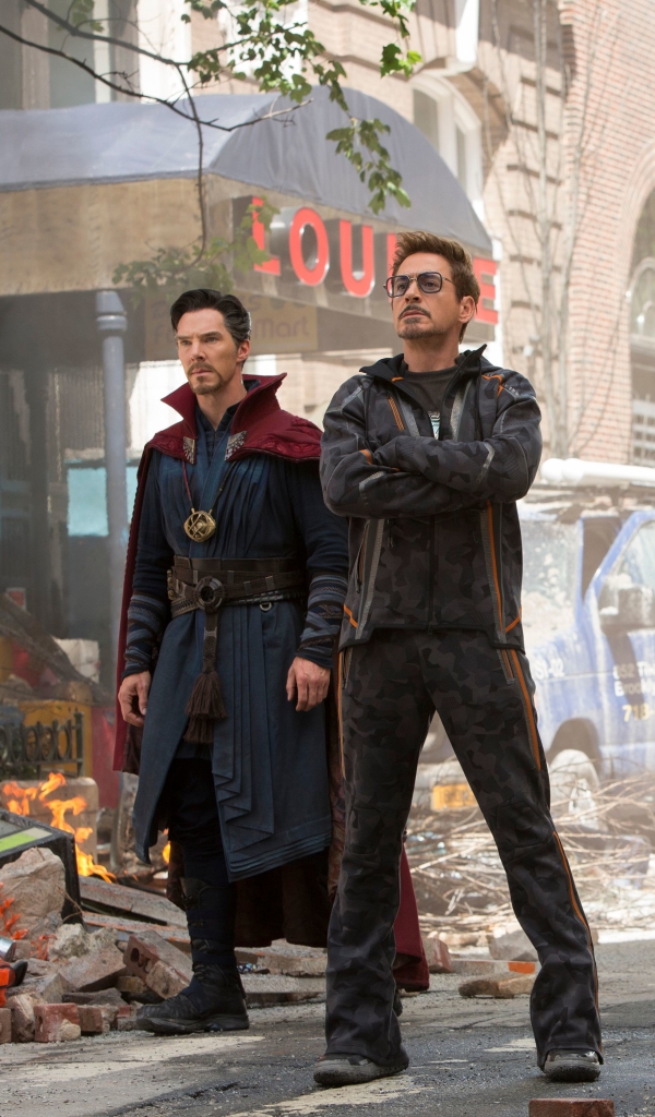 Baixar papel de parede para celular de Homem De Ferro, Os Vingadores, Benedict Cumberbatch, Robert Downey Jr, Filme, Tony Stark, Doutor Estranho, Vingadores: Guerra Infinita gratuito.