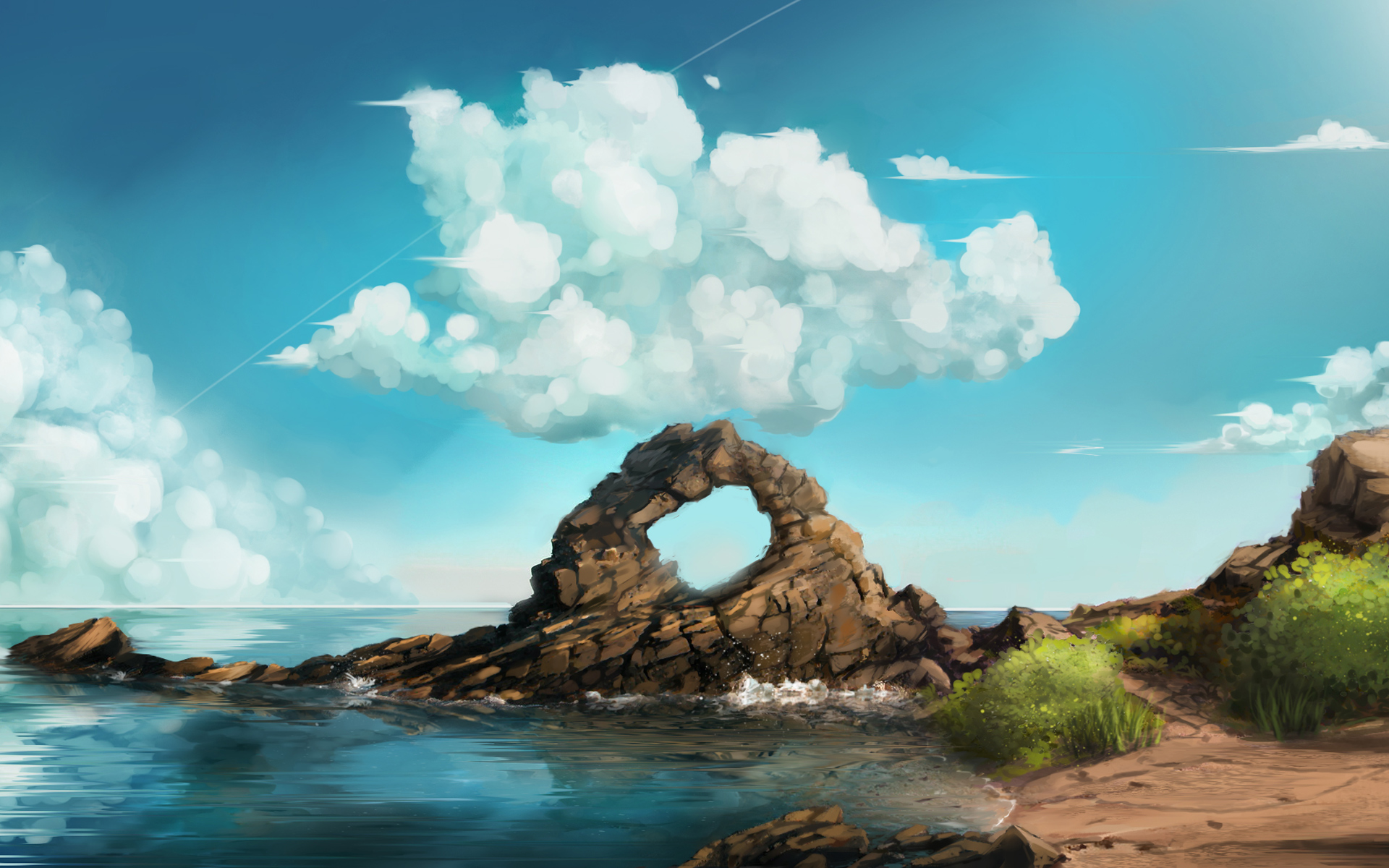 Baixe gratuitamente a imagem Céu, Oceano, Arco, Nuvem, Artistico, Seascape na área de trabalho do seu PC