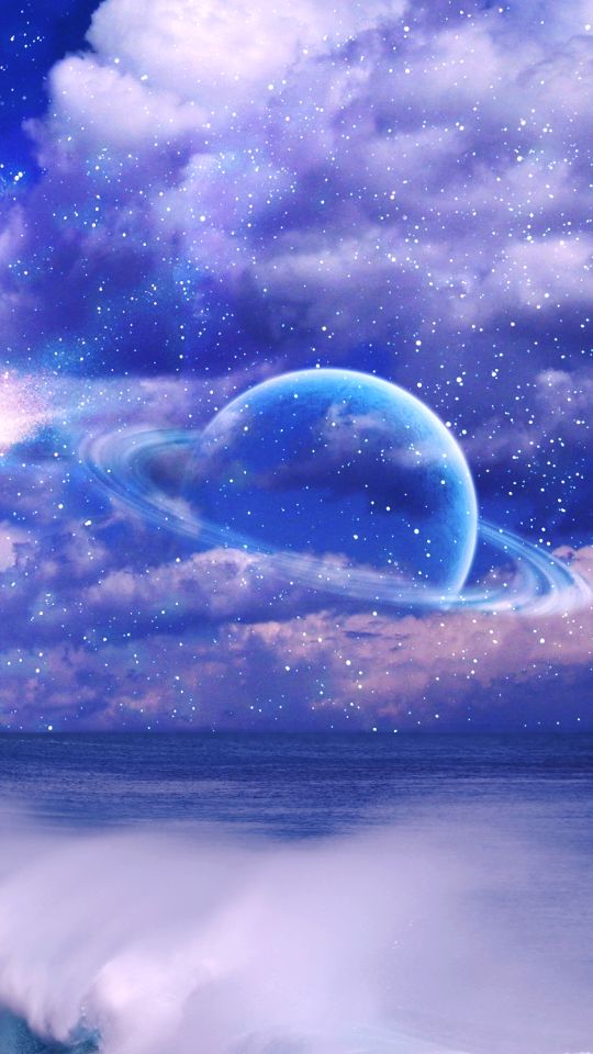 Download mobile wallpaper Fantasy, Stars, Ocean, Planet, Cloud for free.