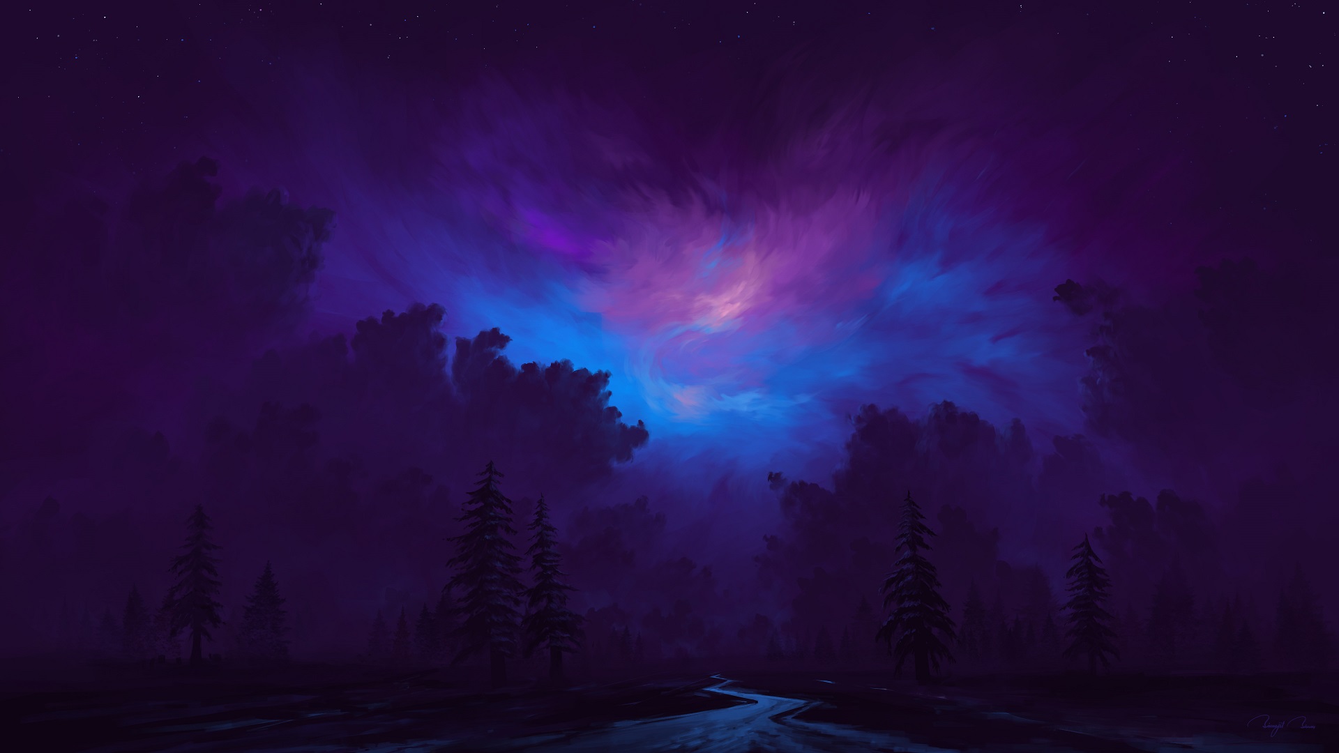 Laden Sie das Baum, Wolke, Nacht, Himmel, Künstlerisch-Bild kostenlos auf Ihren PC-Desktop herunter
