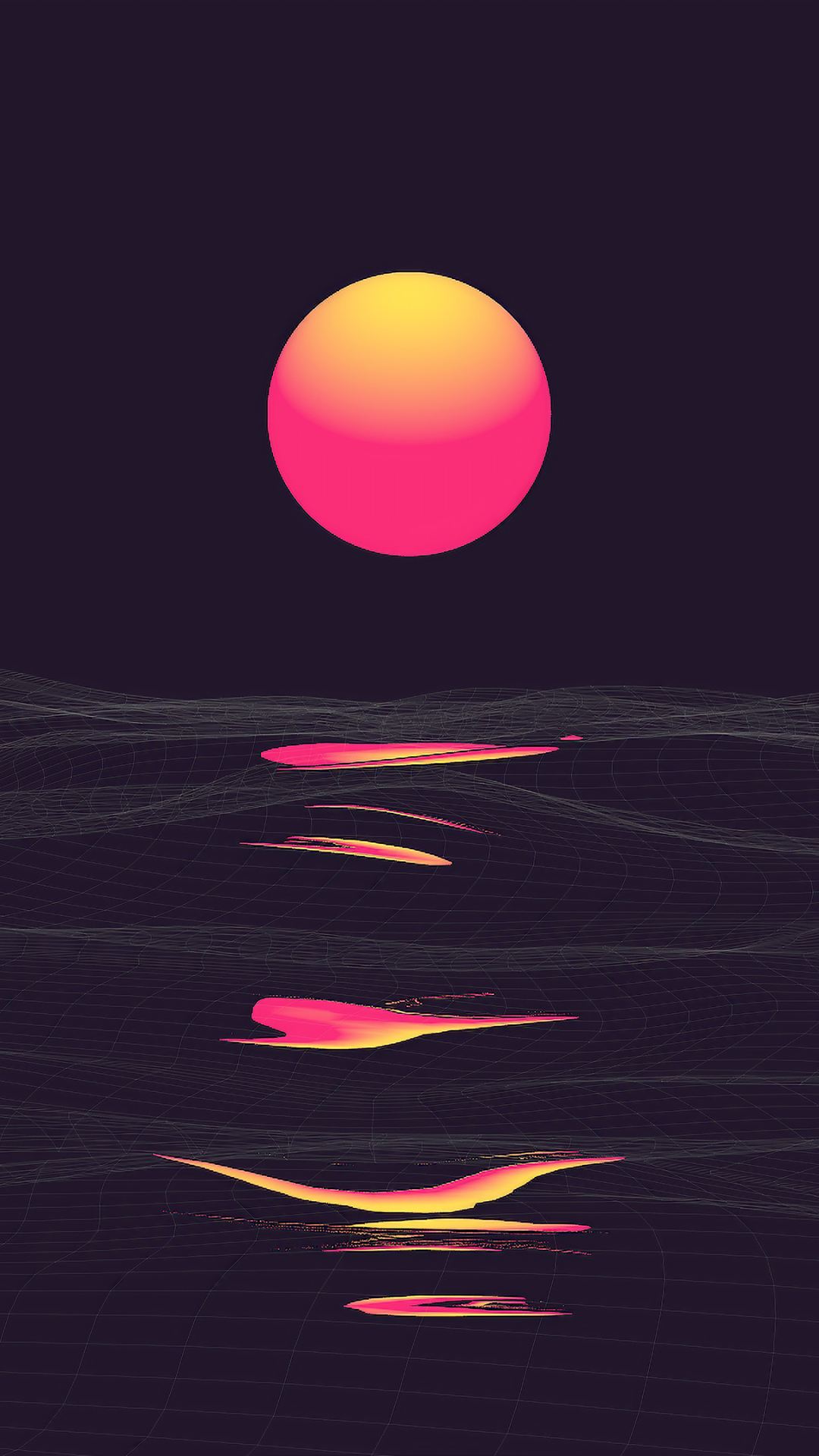 Download mobile wallpaper Sun, Ocean, Artistic, Retro Wave for free.
