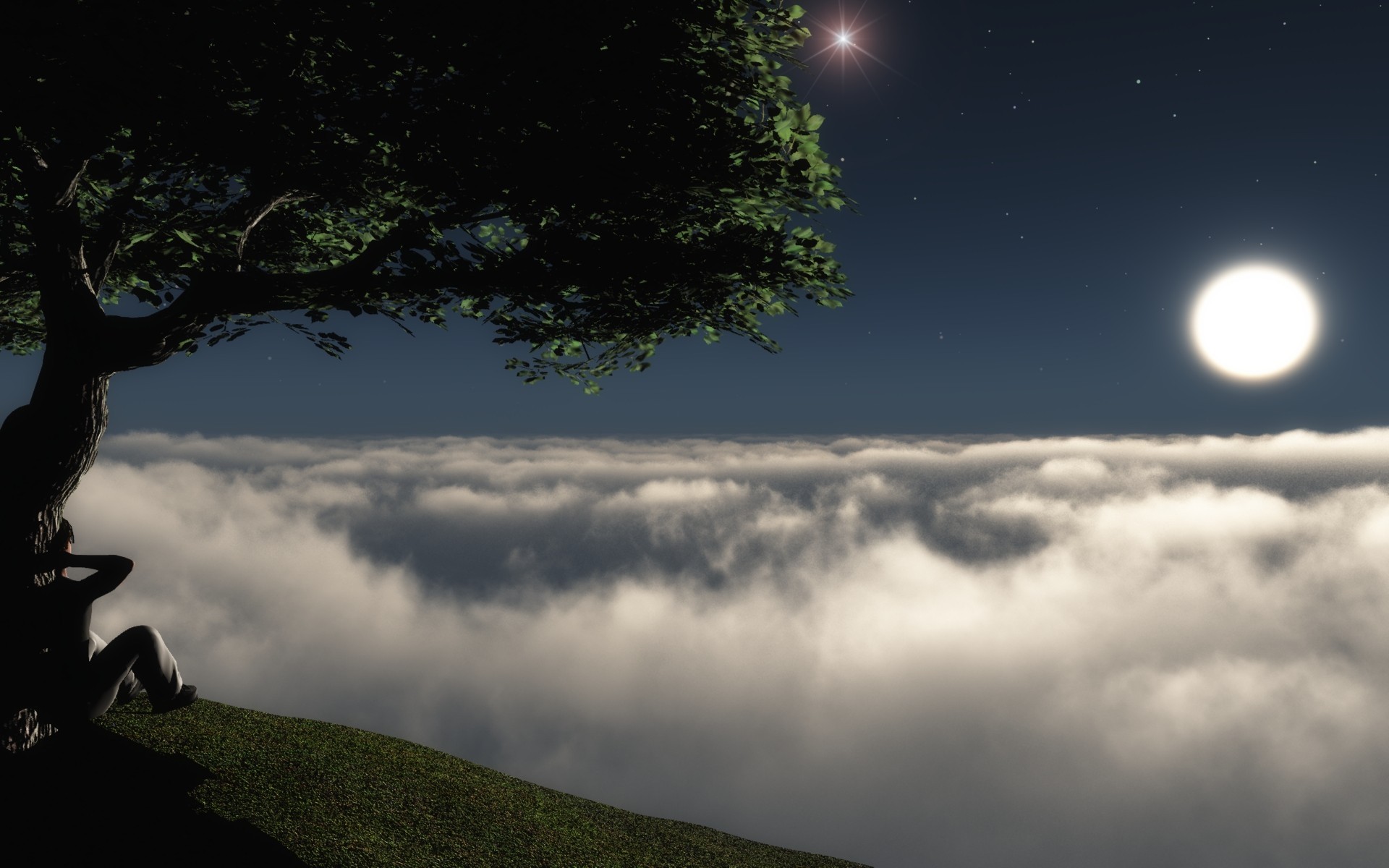 Laden Sie das Landschaft, Bäume, Clouds, Übernachtung, Menschen-Bild kostenlos auf Ihren PC-Desktop herunter