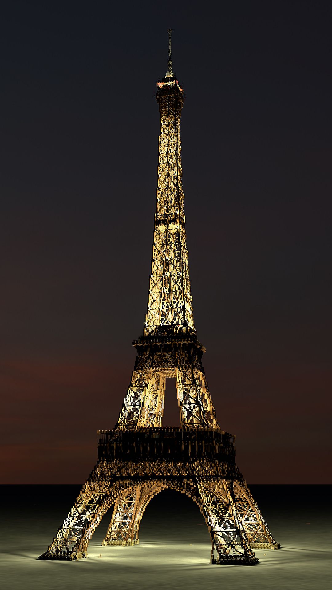 Descarga gratuita de fondo de pantalla para móvil de Noche, París, Torre Eiffel, Minecraft, Luz, Francia, Monumento, Videojuego.