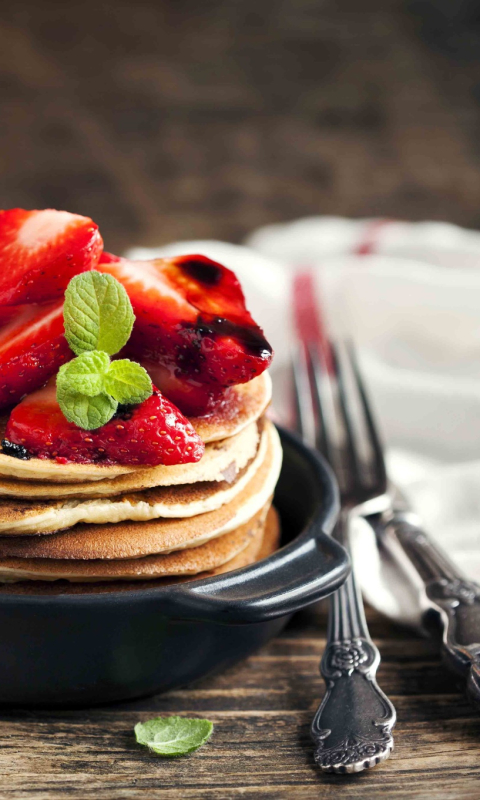 Download mobile wallpaper Food, Strawberry, Dessert, Chocolate, Pancake for free.