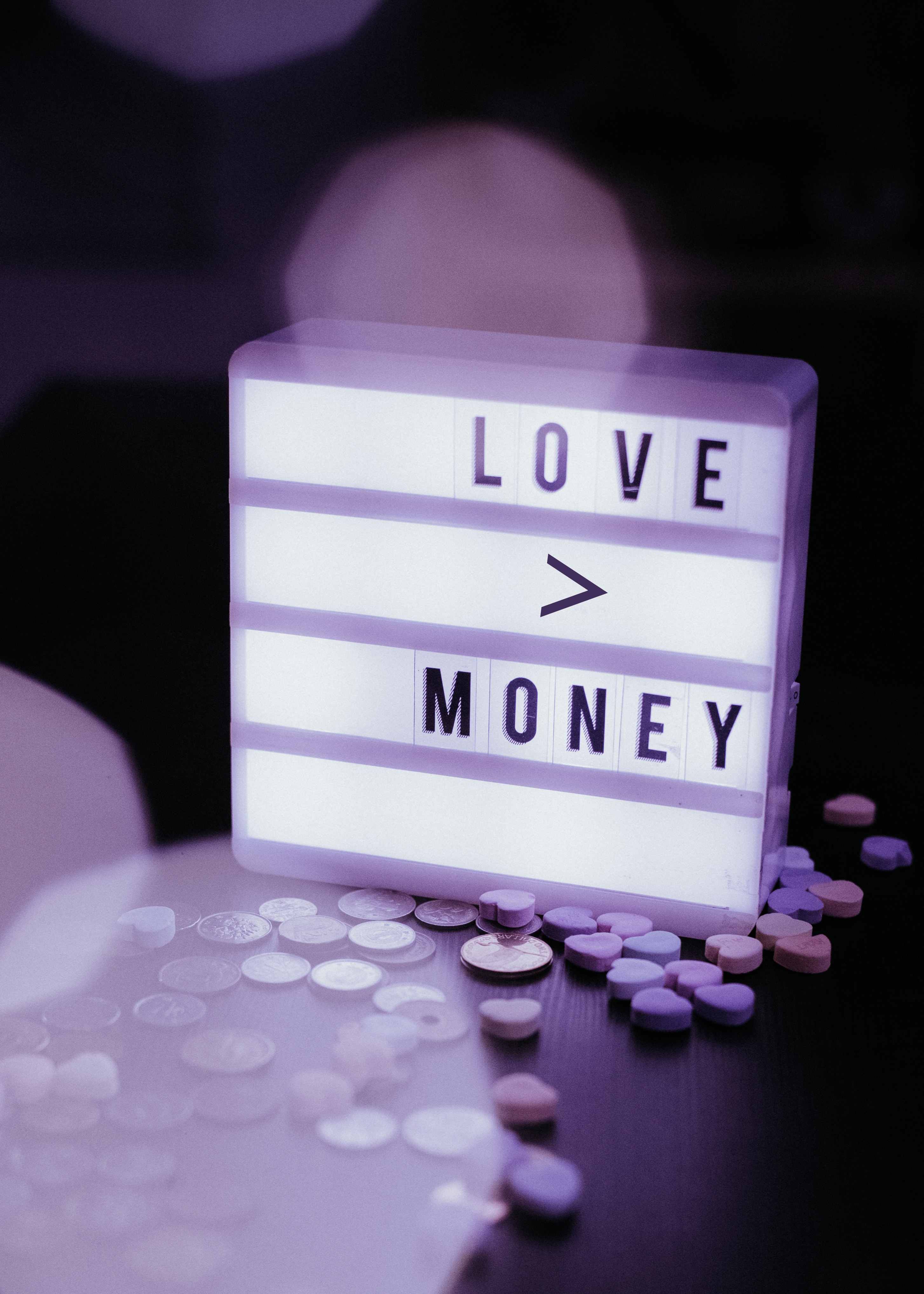 money, love, words, shine, light, nameplate, plate