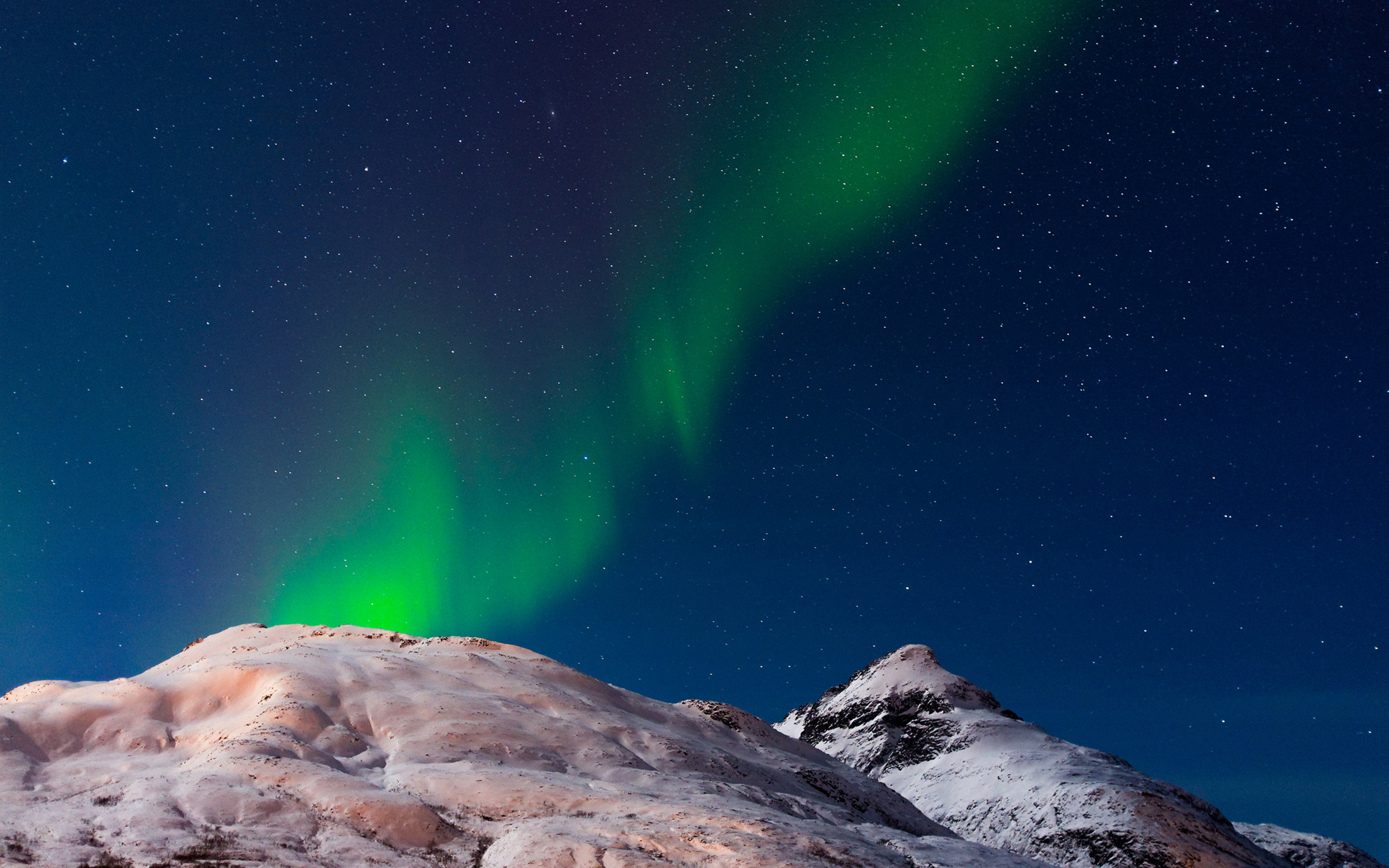 Download mobile wallpaper Night, Snow, Earth, Aurora Borealis for free.