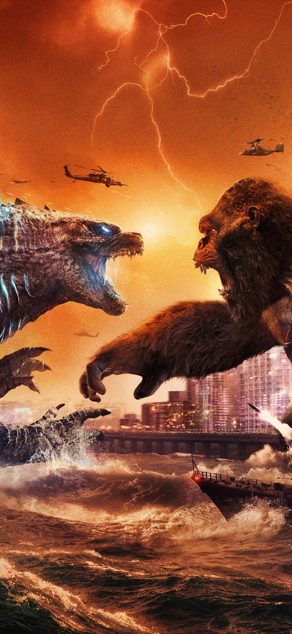 Handy-Wallpaper Filme, Godzilla, König Kong, Godzilla Vs Kong kostenlos herunterladen.