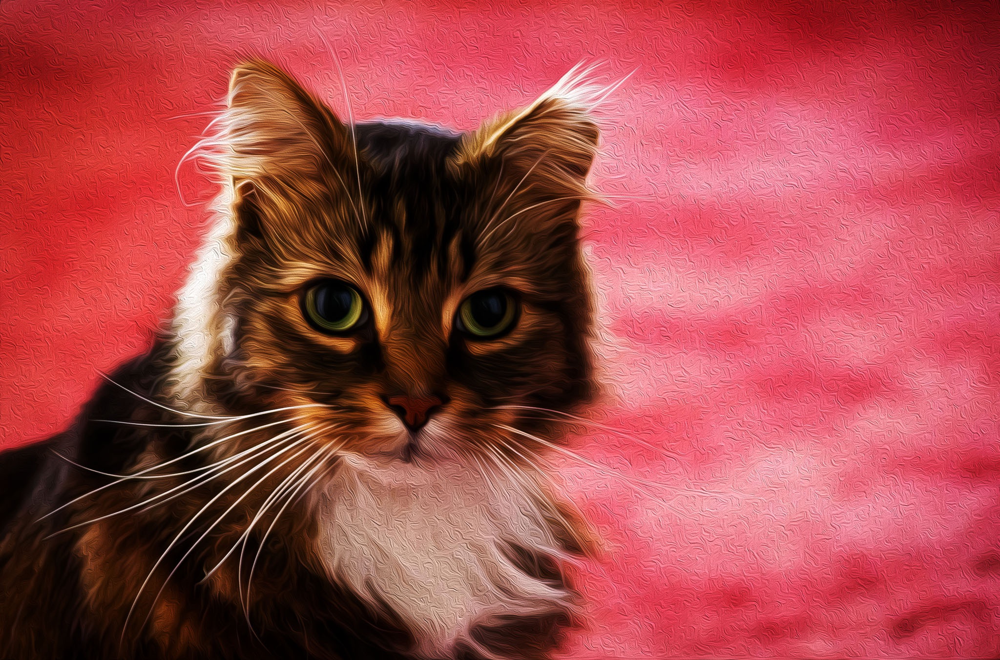 Laden Sie das Tiere, Katzen, Katze, Ölgemälde-Bild kostenlos auf Ihren PC-Desktop herunter