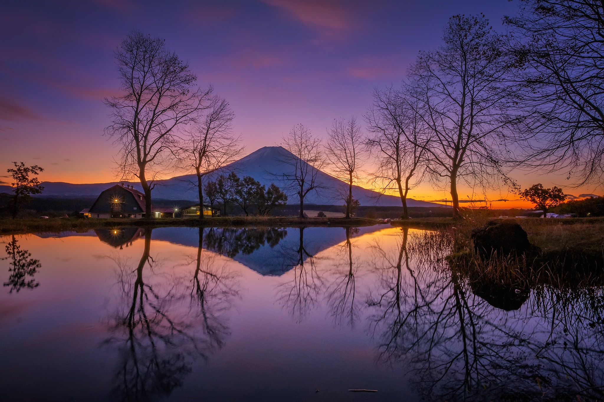 PCデスクトップに家, 湖, 地球, 日本, 火山, 富士山画像を無料でダウンロード