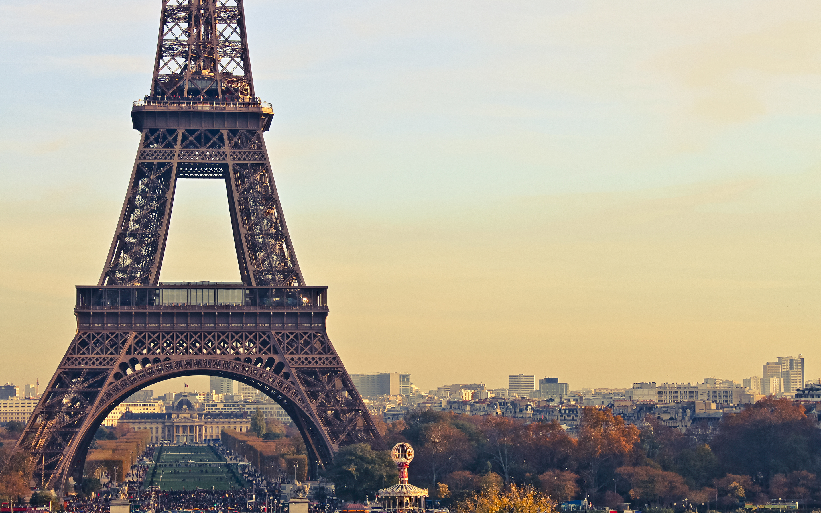 Скачать обои бесплатно Эйфелева Башня, Архитектура, Города, Пейзаж, Париж картинка на рабочий стол ПК