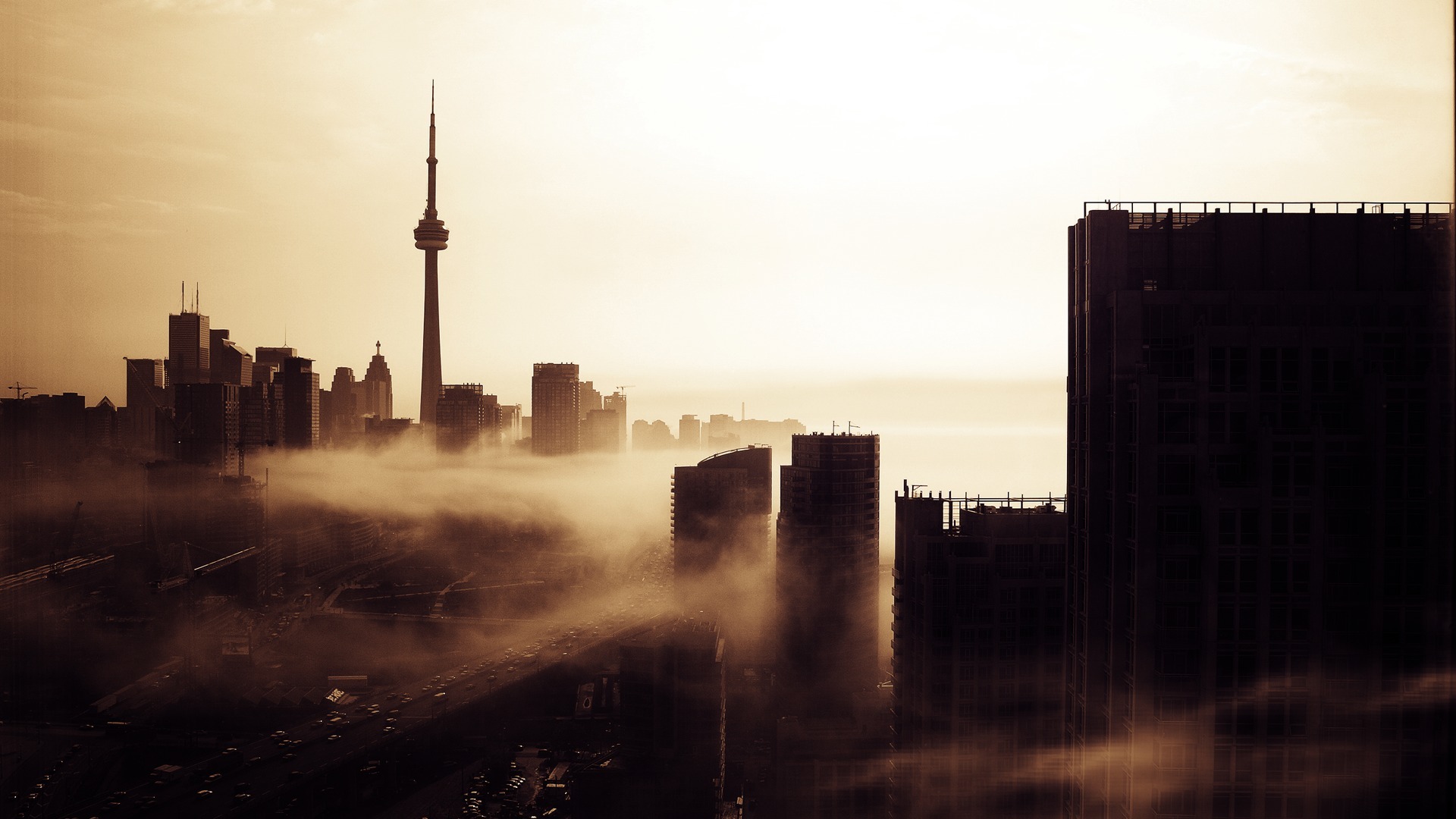 Baixar papel de parede para celular de Toronto, Cidades, Canadá, Feito Pelo Homem, Neblina gratuito.