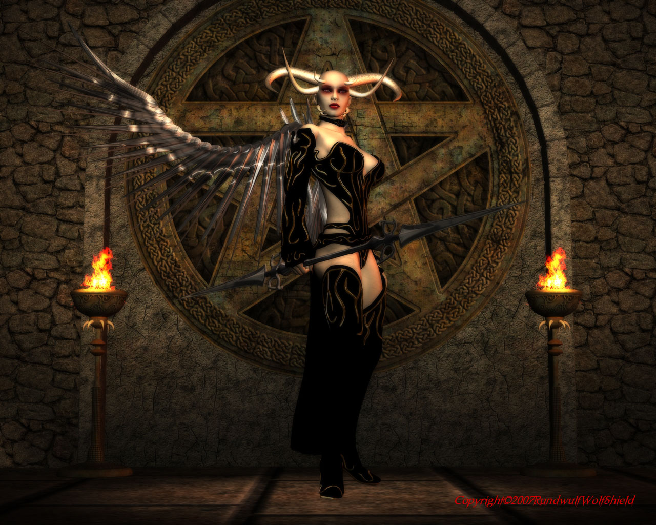 Download mobile wallpaper Weapon, Dark, Wings, Angel, Demon, Vampire for free.
