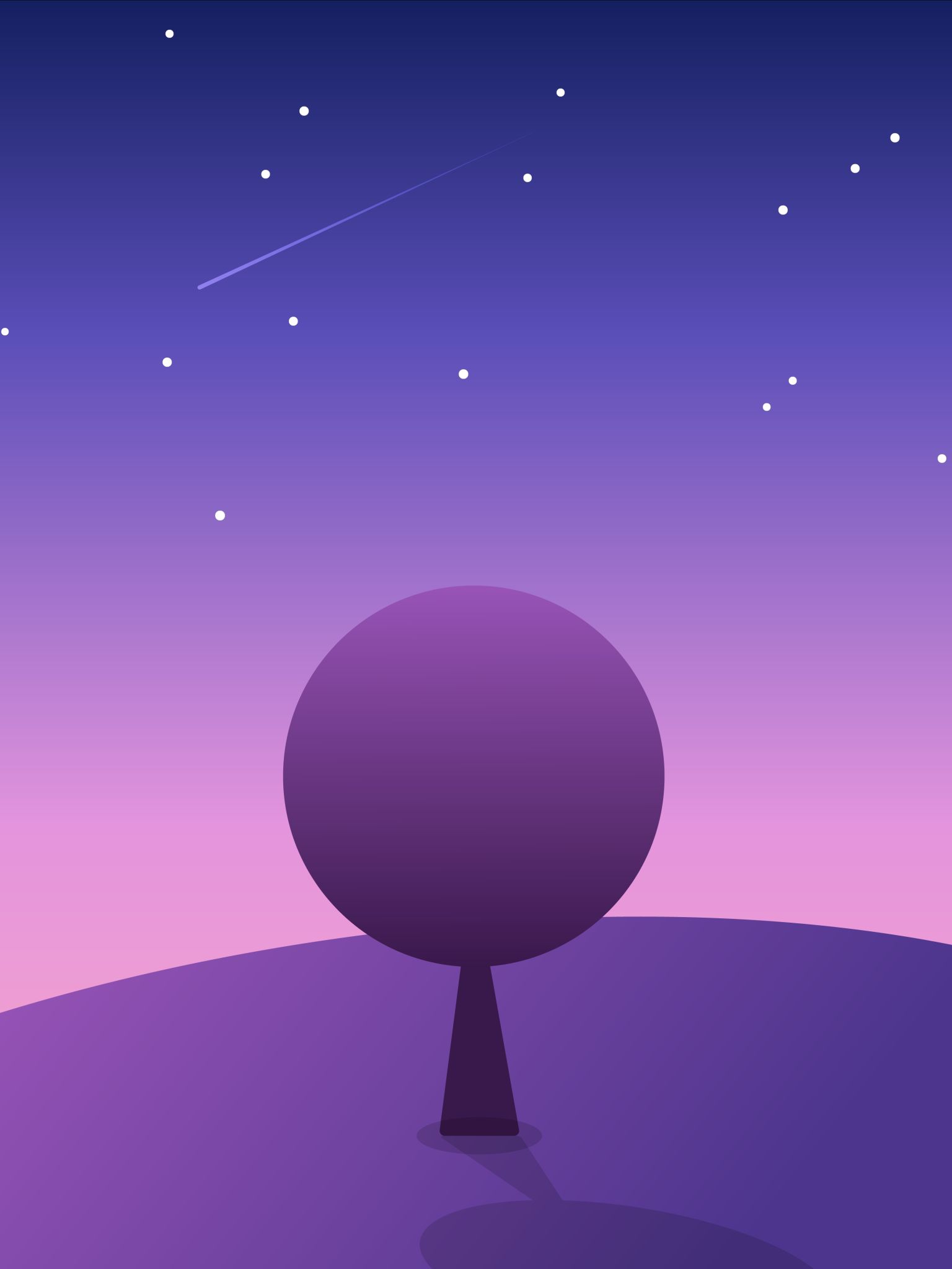 Download mobile wallpaper Landscape, Stars, Tree, Artistic, Minimalist for free.