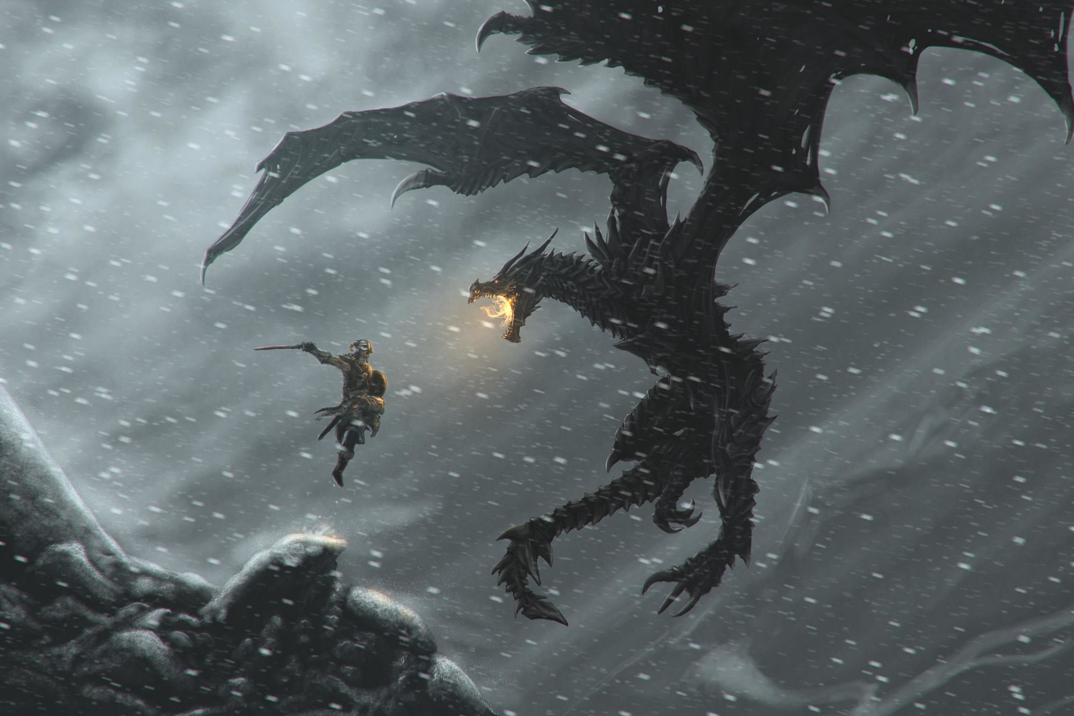 Download mobile wallpaper Dragon, Video Game, Skyrim, The Elder Scrolls V: Skyrim, The Elder Scrolls, Alduin The World Eater, Dovahkiin for free.